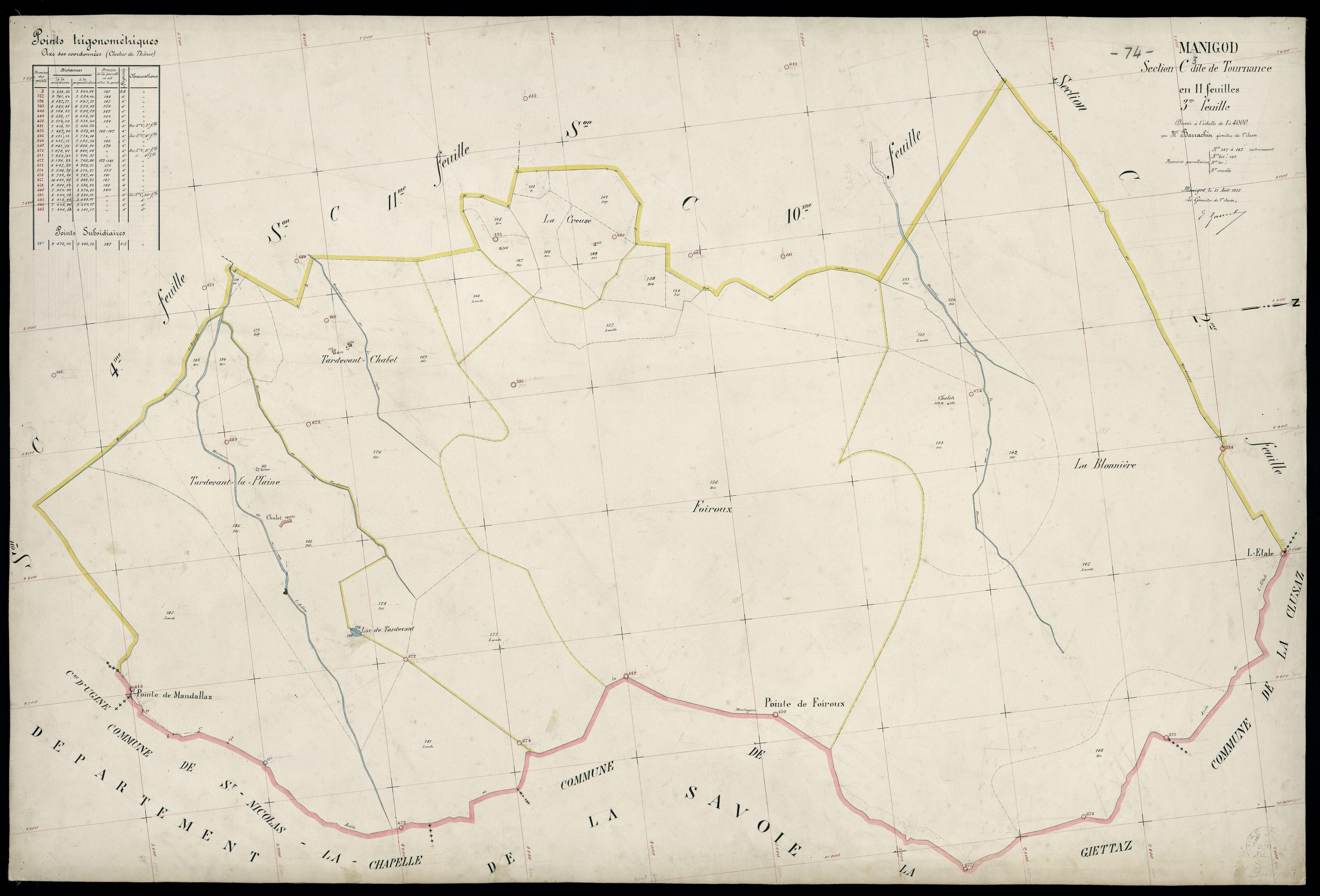 3 P 3 5595 - Feuille n° 4, parcelles n° 188 à 242 - 31 août 1925