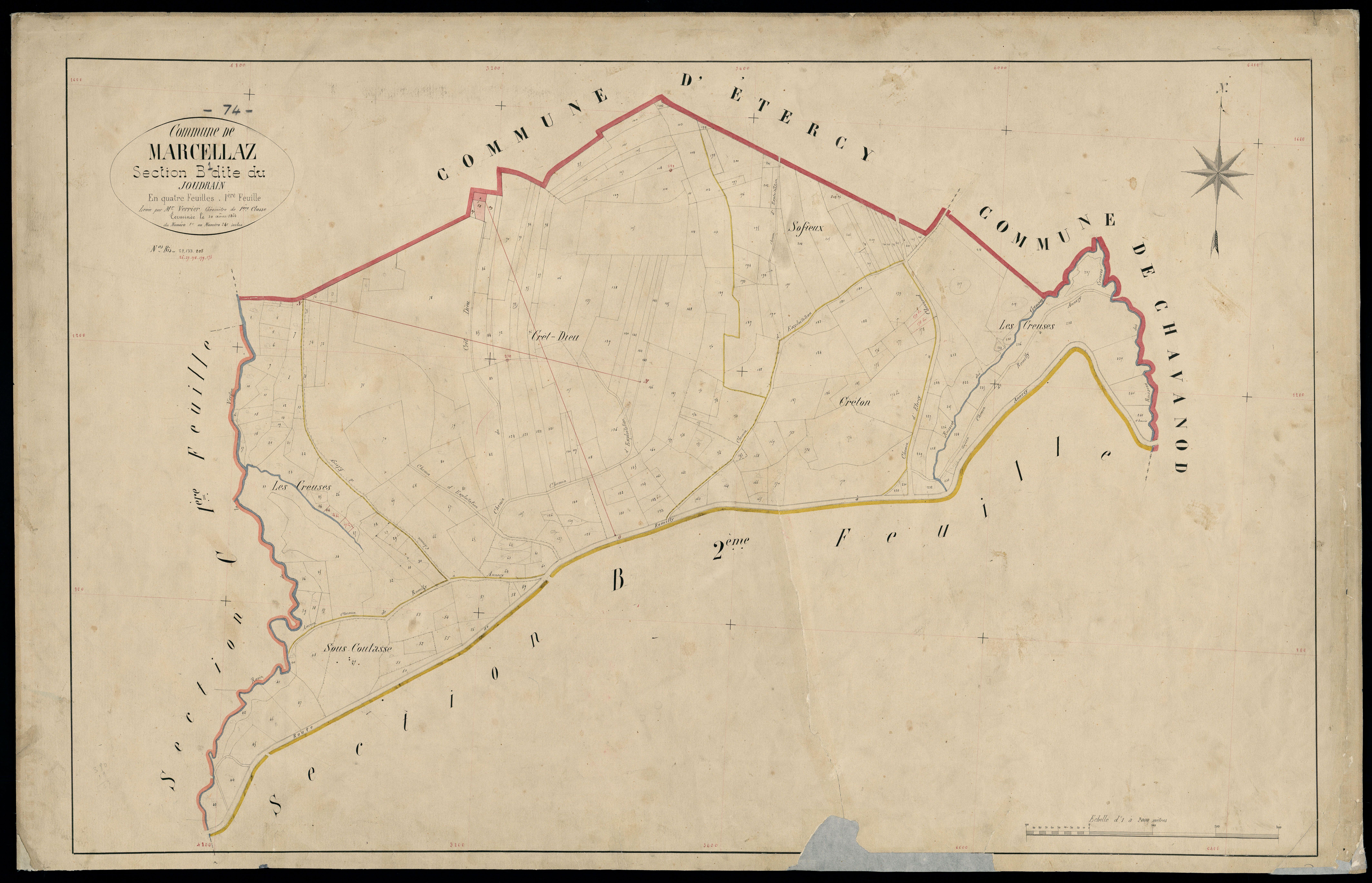3 P 3 5626 - Feuille n° 2, parcelles n° 242 à 729 - 30 août 1864