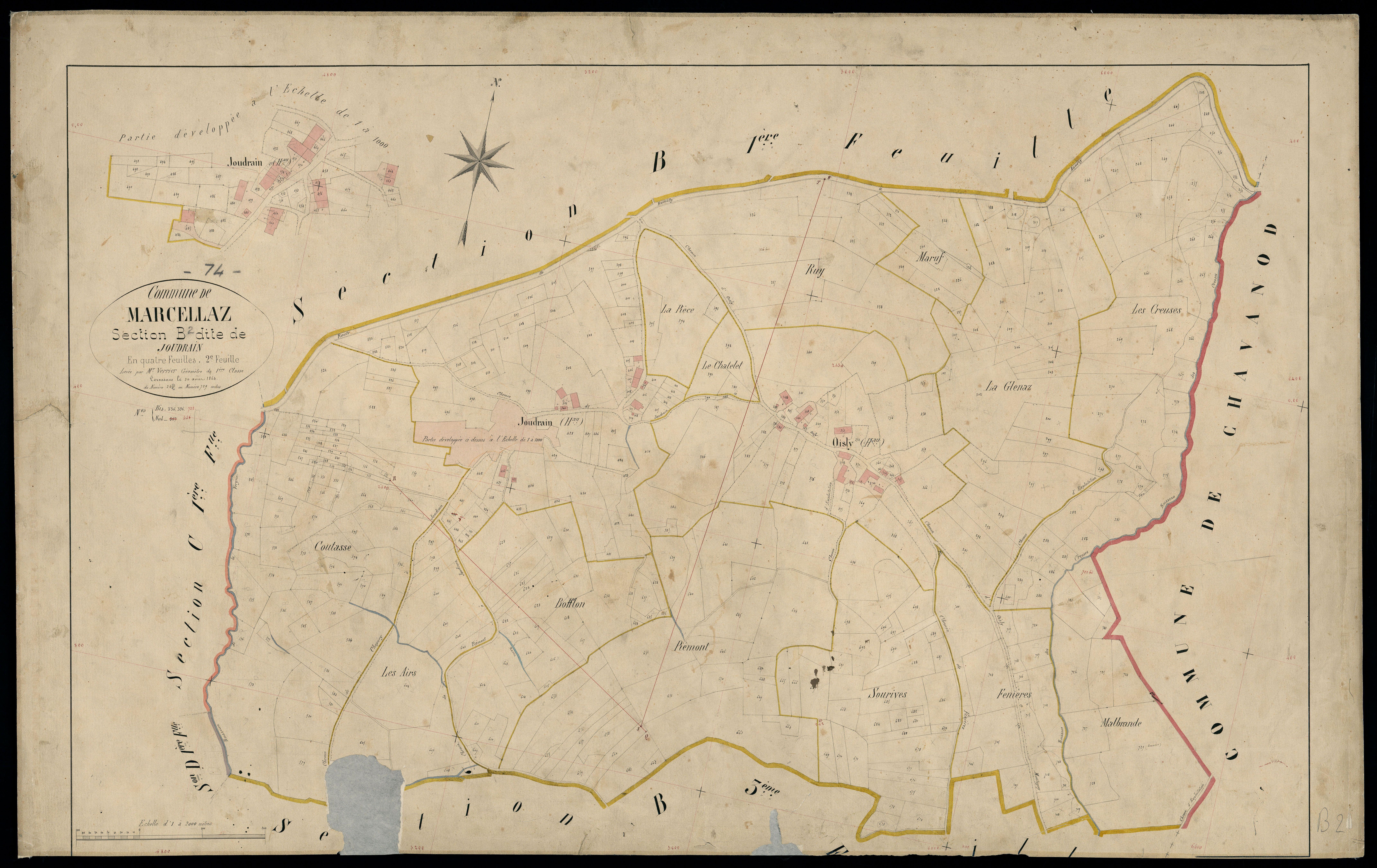 3 P 3 5627 - Feuille n° 3, parcelles n° 730 à 113 - 30 août 1864