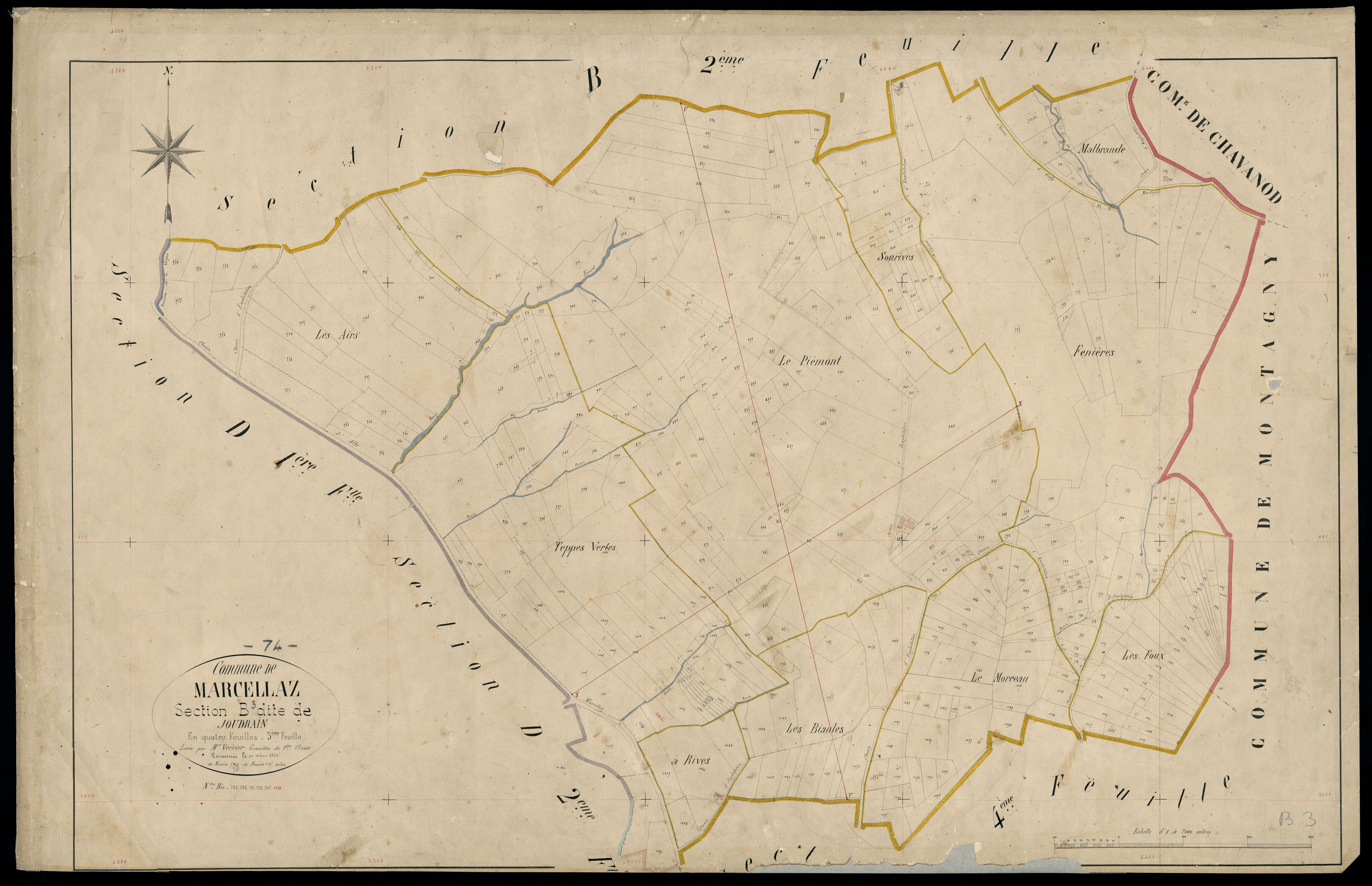 3 P 3 5628 - Feuille n° 4, parcelles n° 1136 à 116 - 30 août 1864