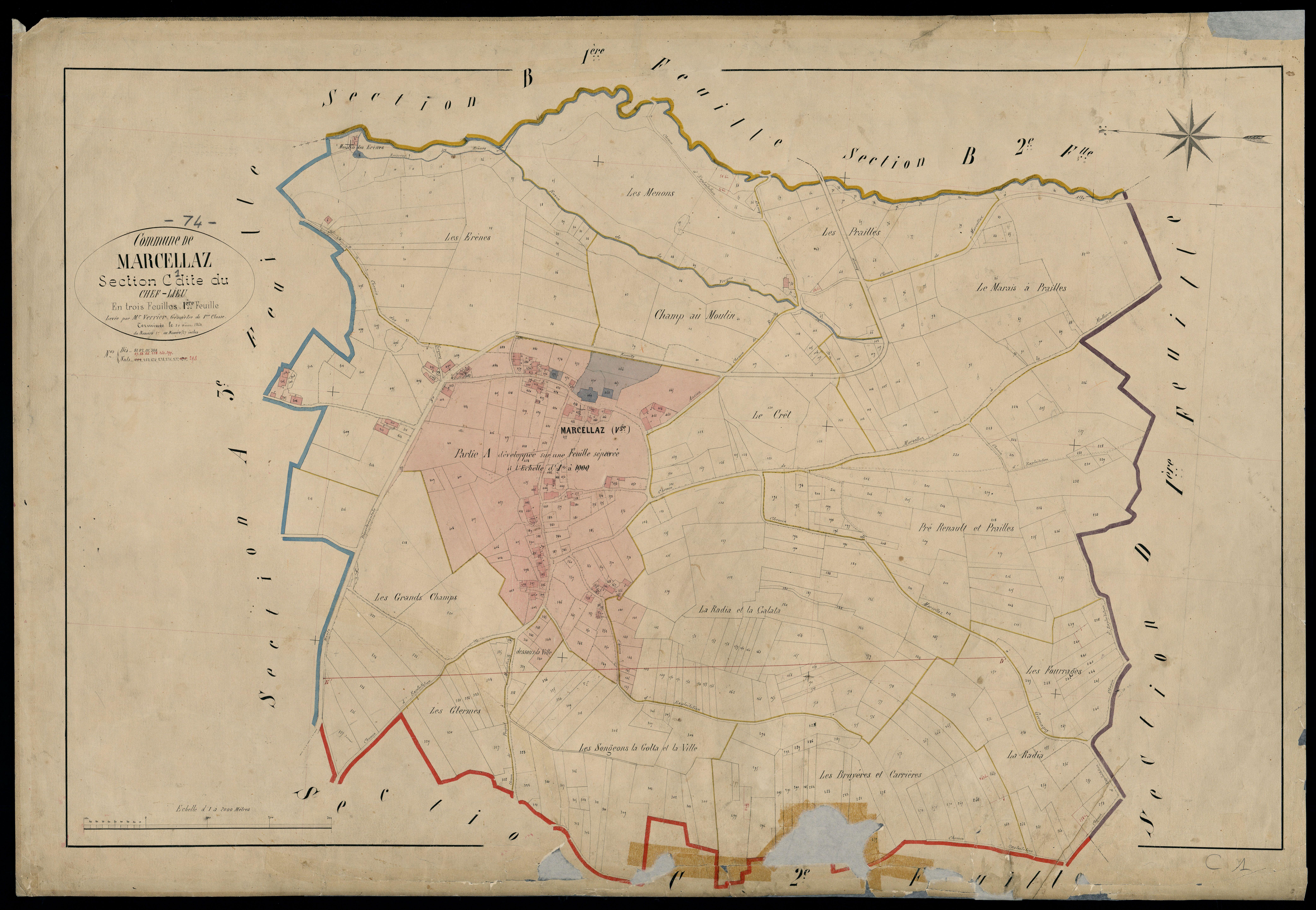 3 P 3 5630 - Feuille n° 2, parcelles n° 28 à 1448 - 30 août 1864