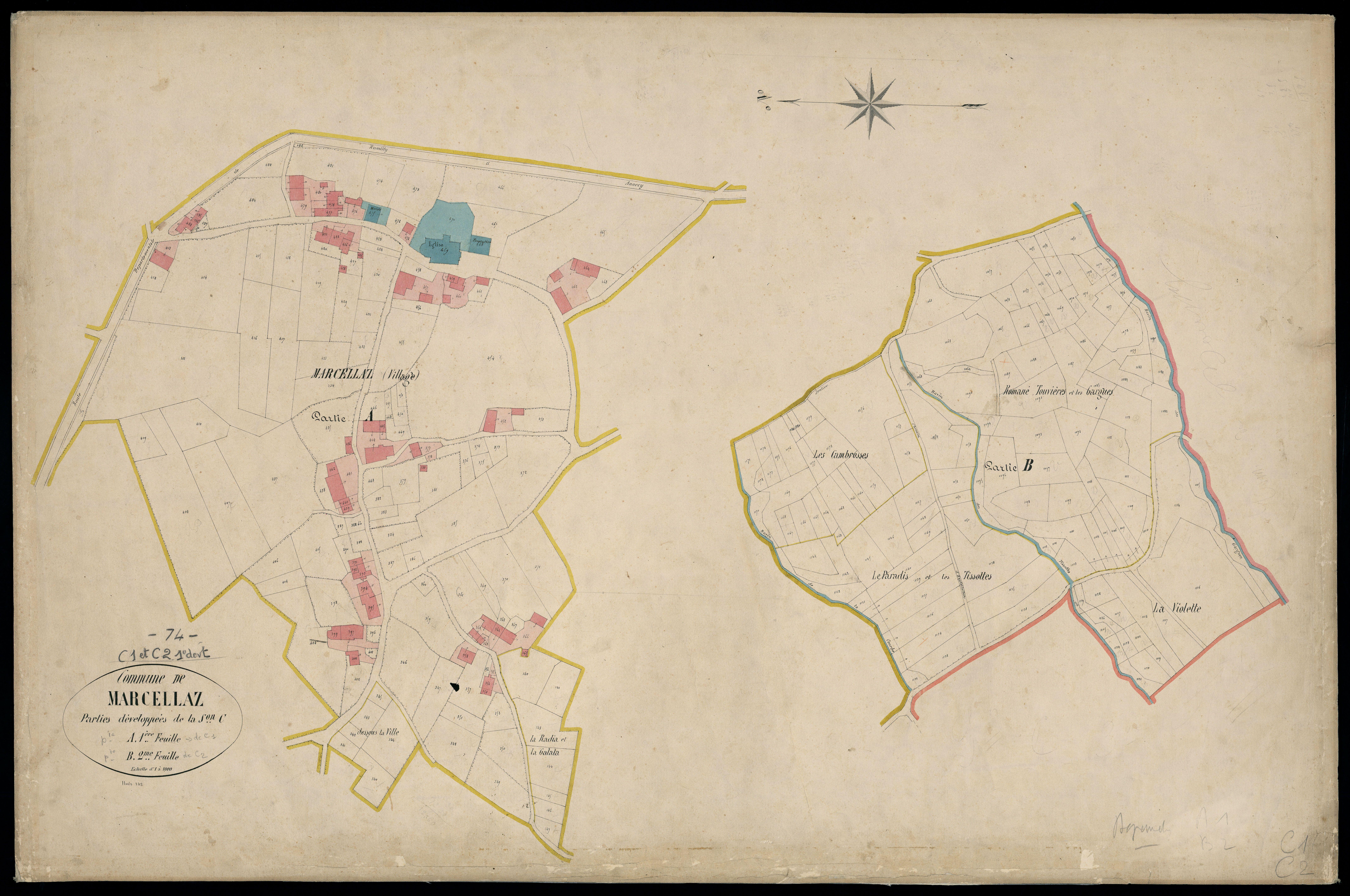 3 P 3 5632 - Feuille n° 2 bis, parcelles n° 1233 à 1364 -