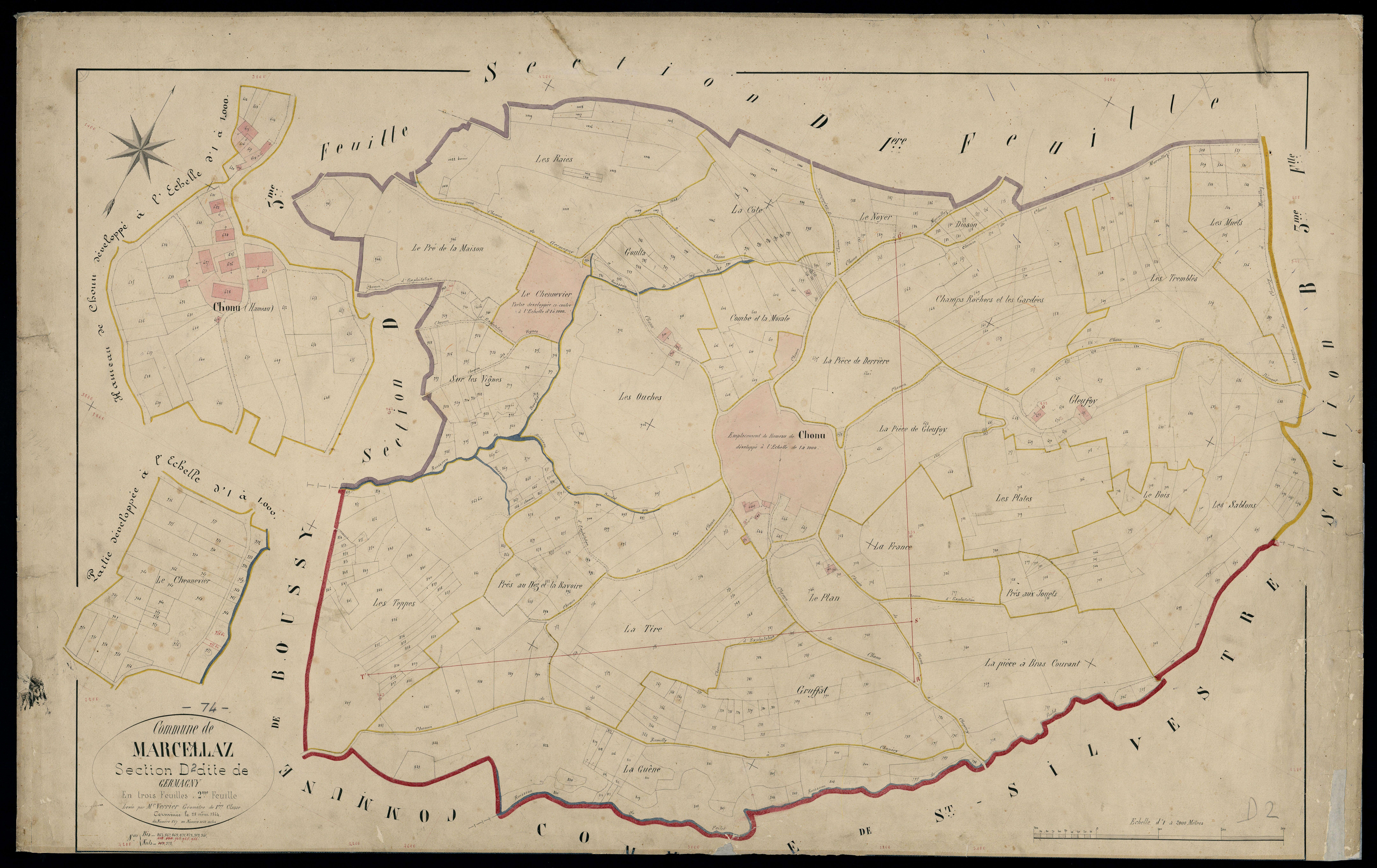 3 P 3 5636 - Feuille n° 3, parcelles n° 1023 à 1397 - 30 août 1864