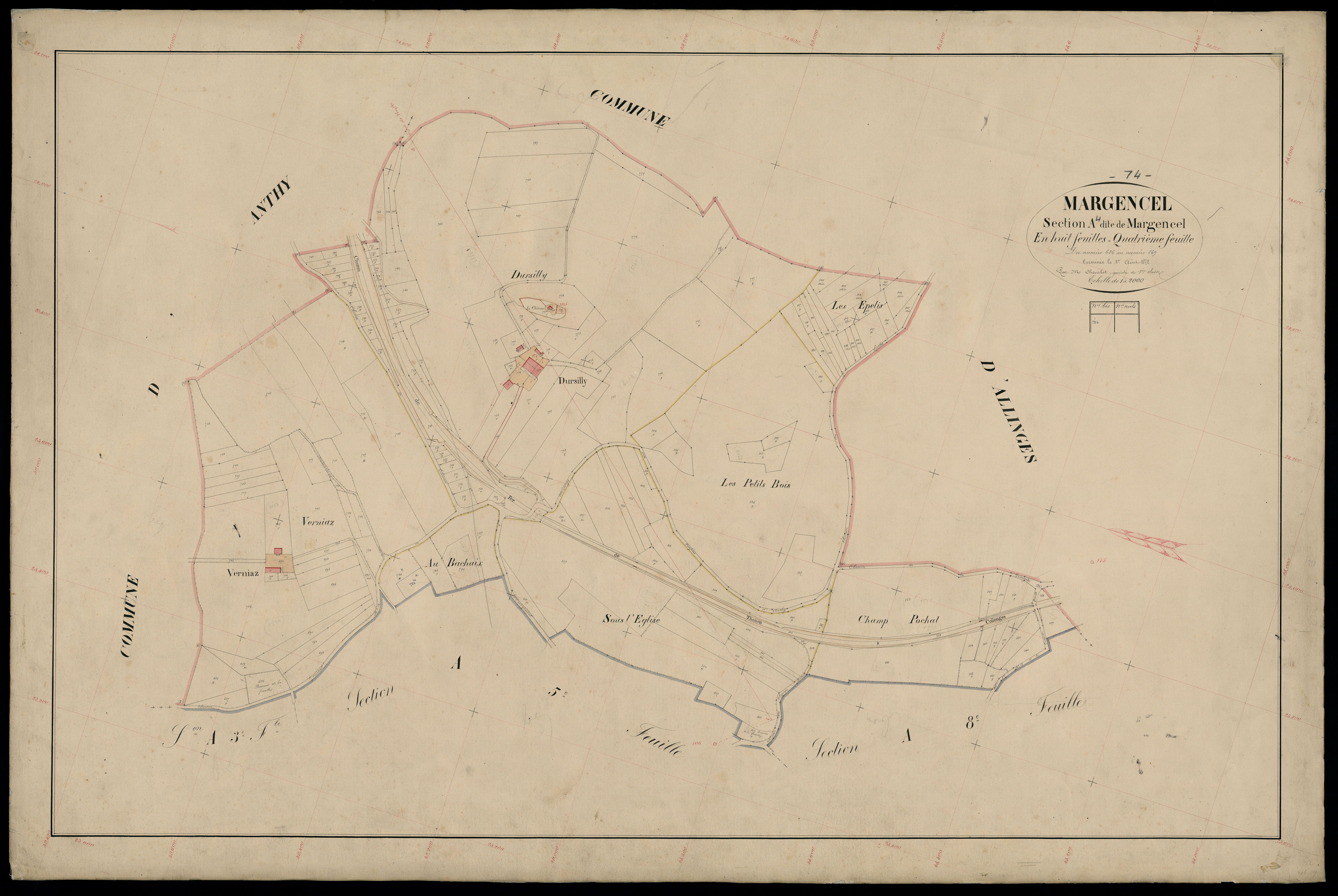 3 P 3 5647 - Feuille n° , parcelles n° 870 à 1194 - 1er septembre 1872