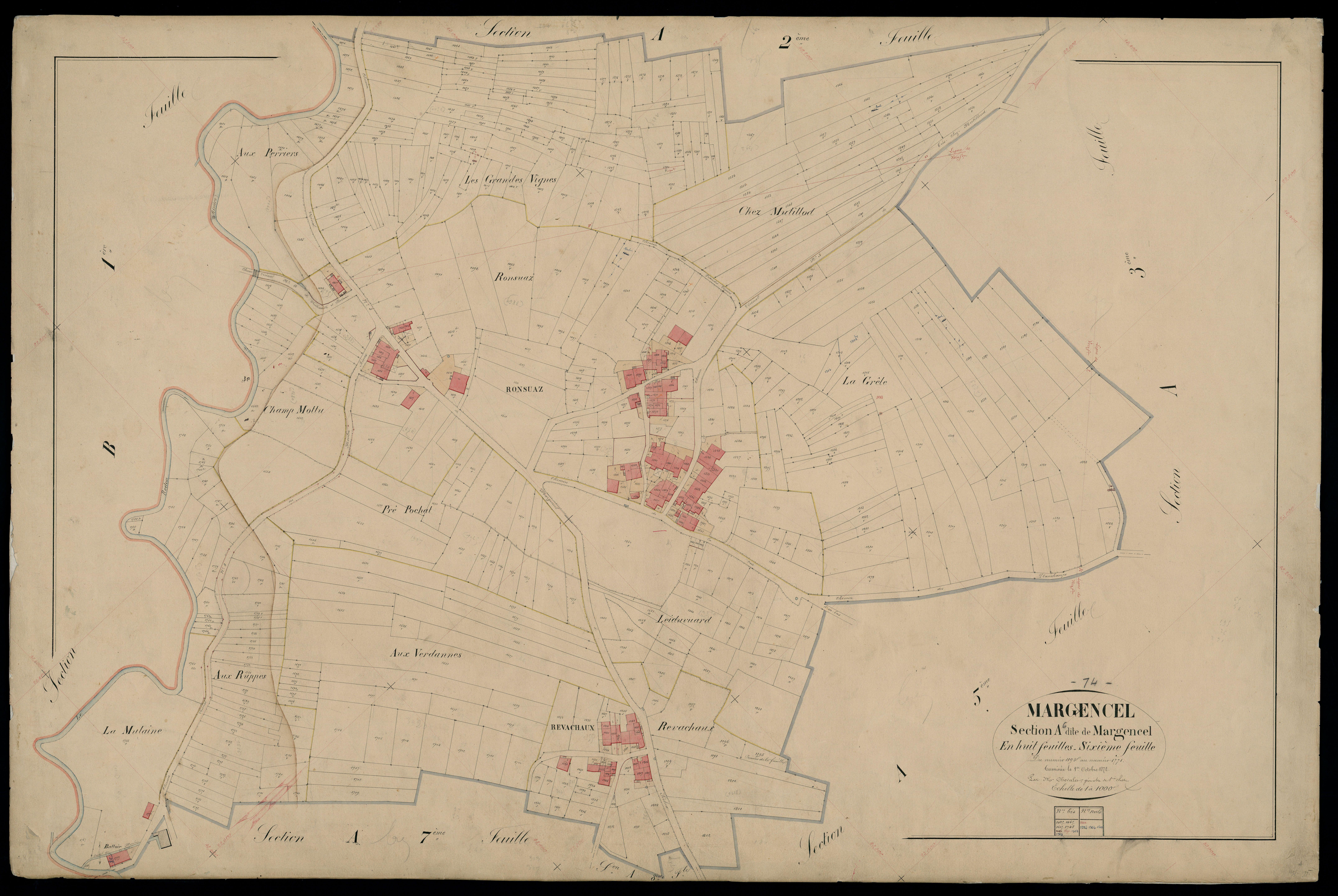3 P 3 5649 - Feuille n° 7, parcelles n° 1772 à 1942 - 15 octobre 1872