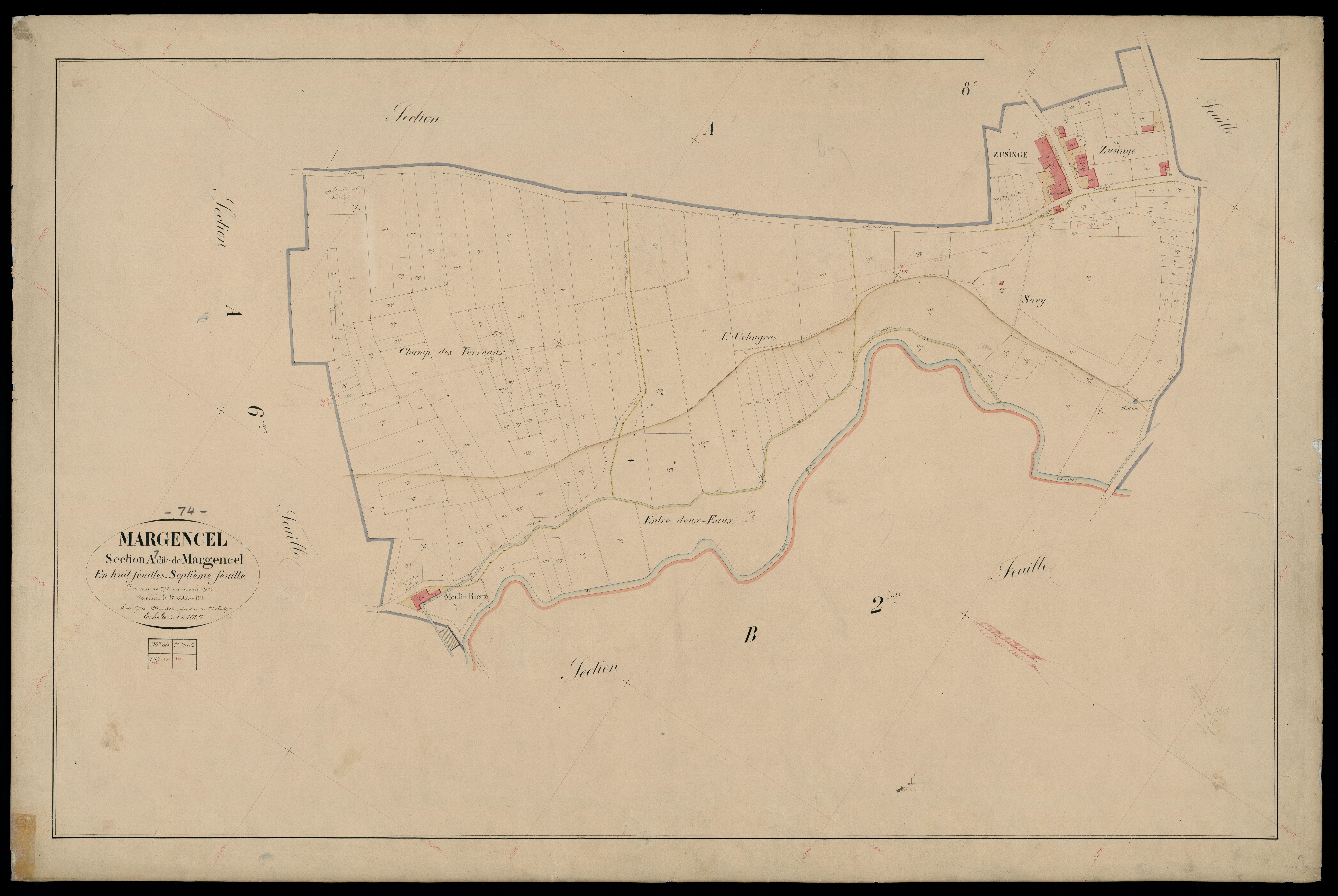 3 P 3 5650 - Feuille n° 8, parcelles n° 1943 à 2232 - 1er novembre 1872