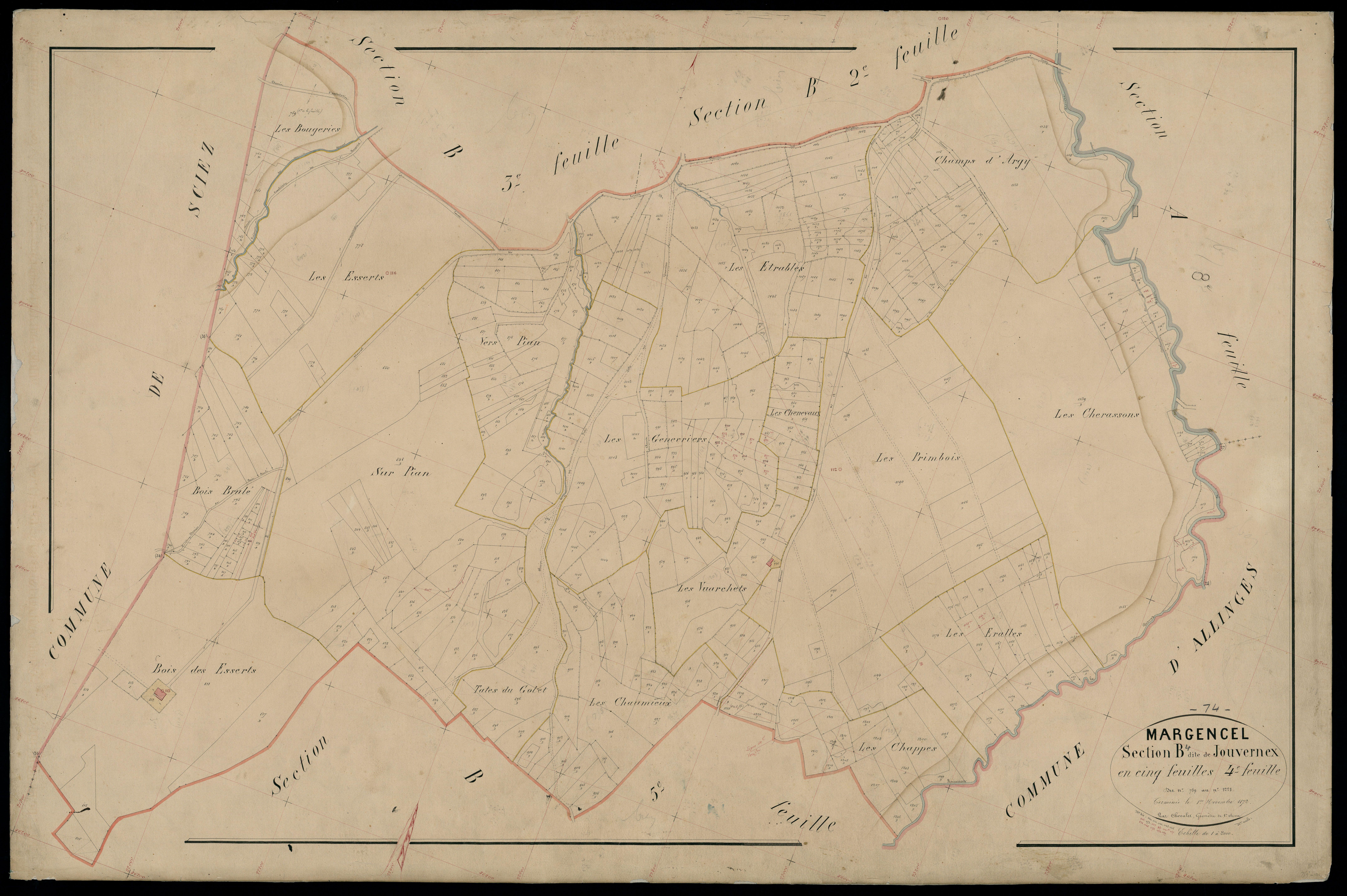 3 P 3 5655 - Feuille n° , parcelles n° 1222 à 171 - 1er novembre 1872