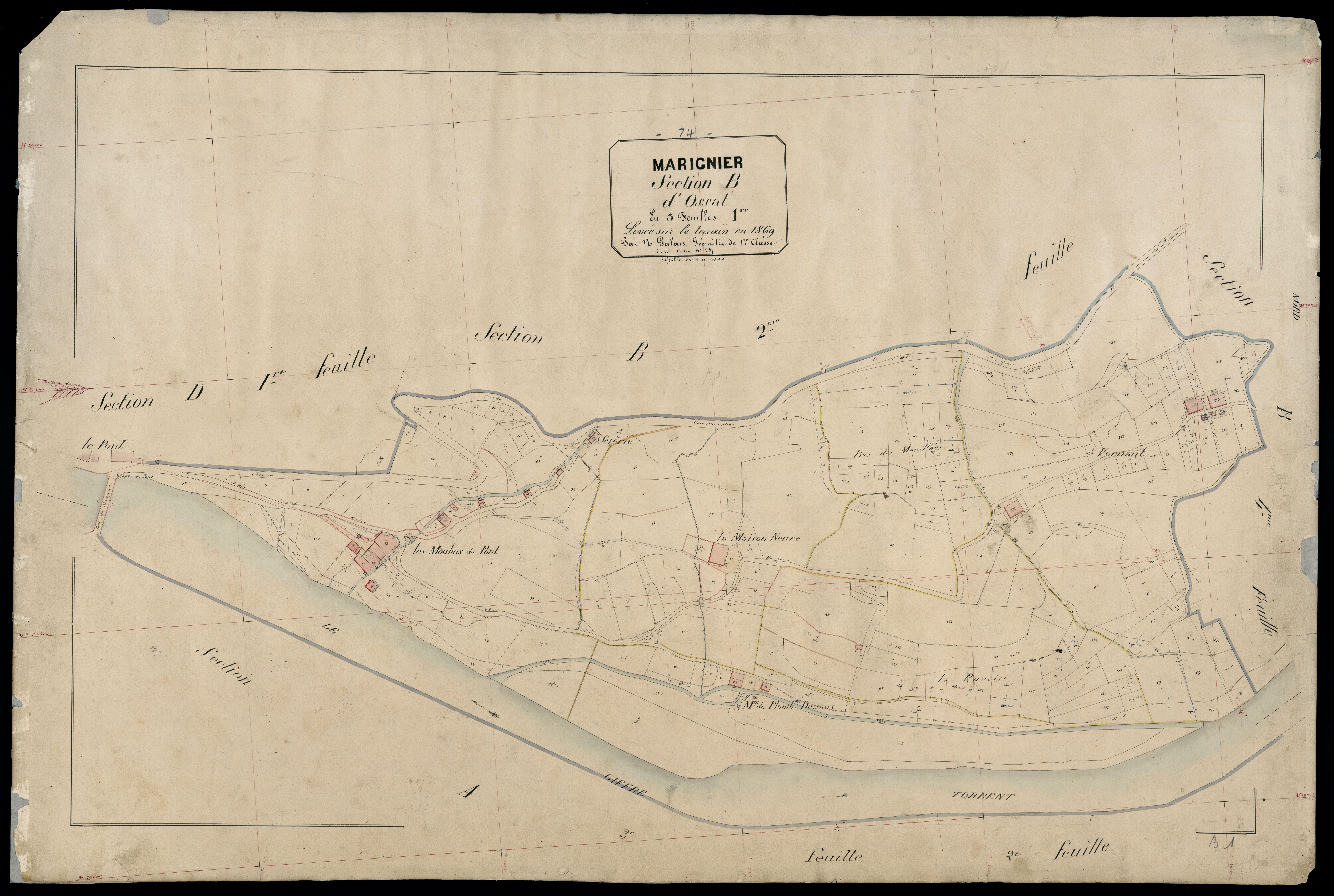 3 P 3 5662 - Feuille n° 2, parcelles n° 238 à 77 - 1869