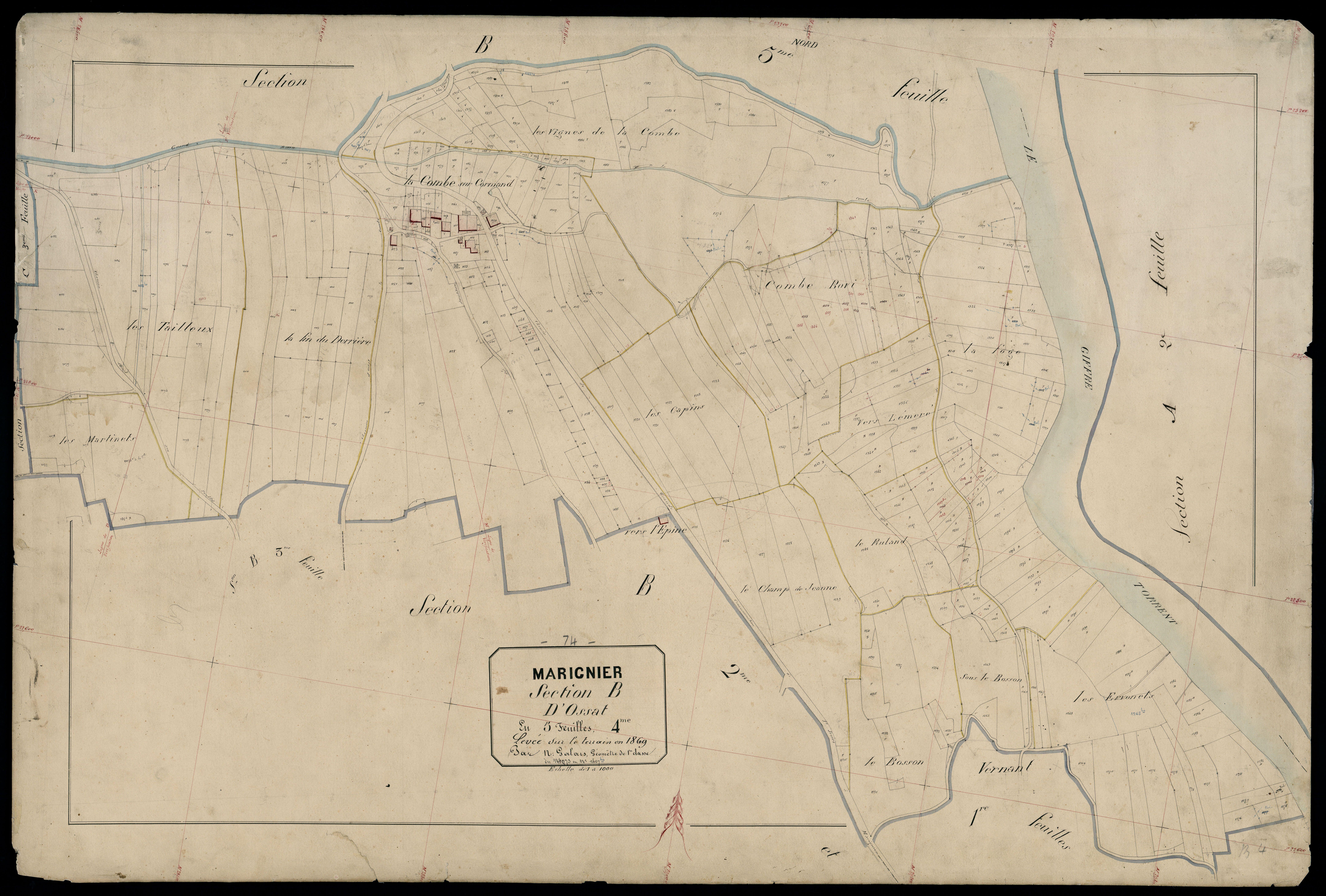 3 P 3 5665 - Feuille n° , parcelles n° 1408 à 186 - 1869