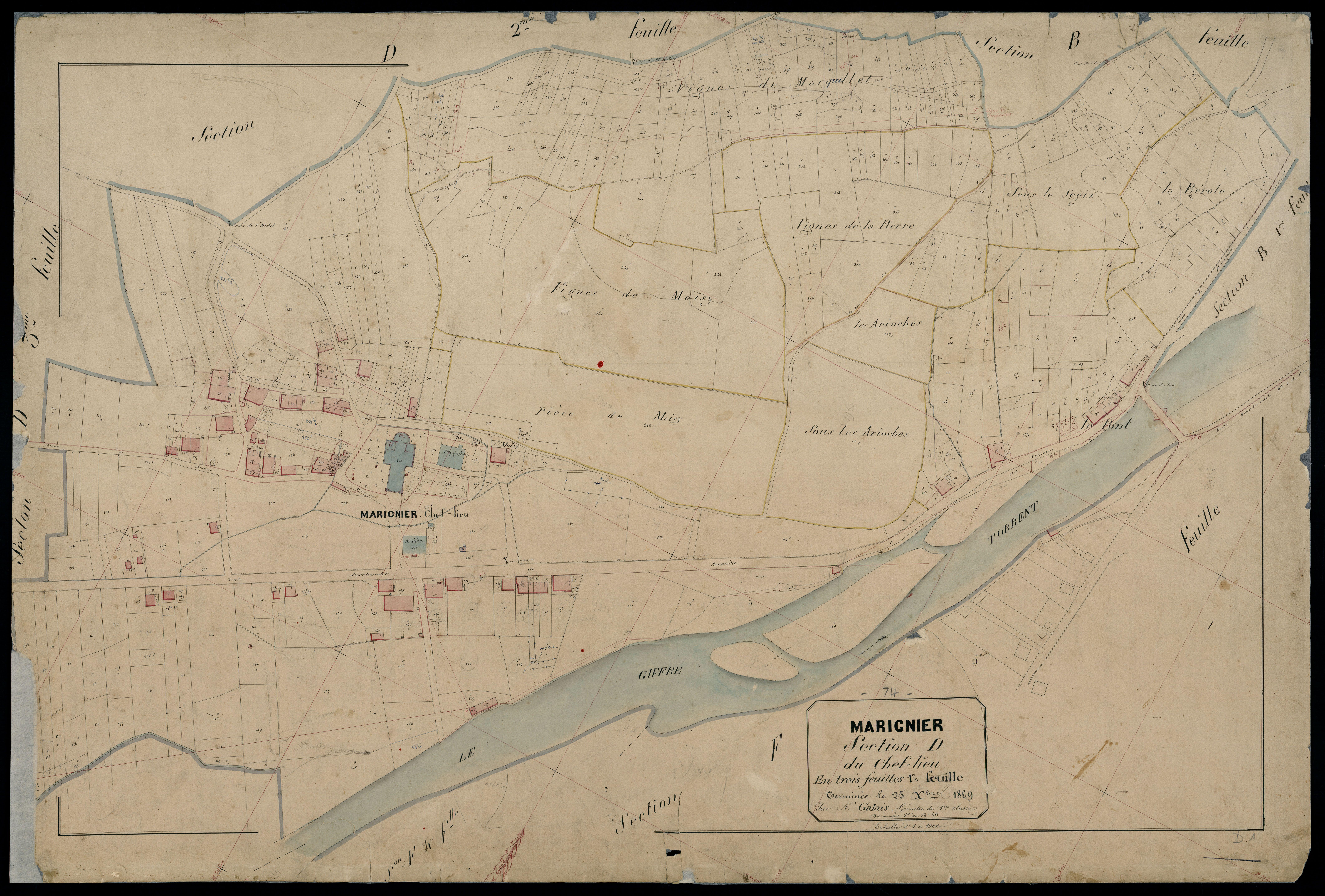 3 P 3 5672 - Feuille n° 2, parcelles n° 44 à 69 - 10 novembre 1870