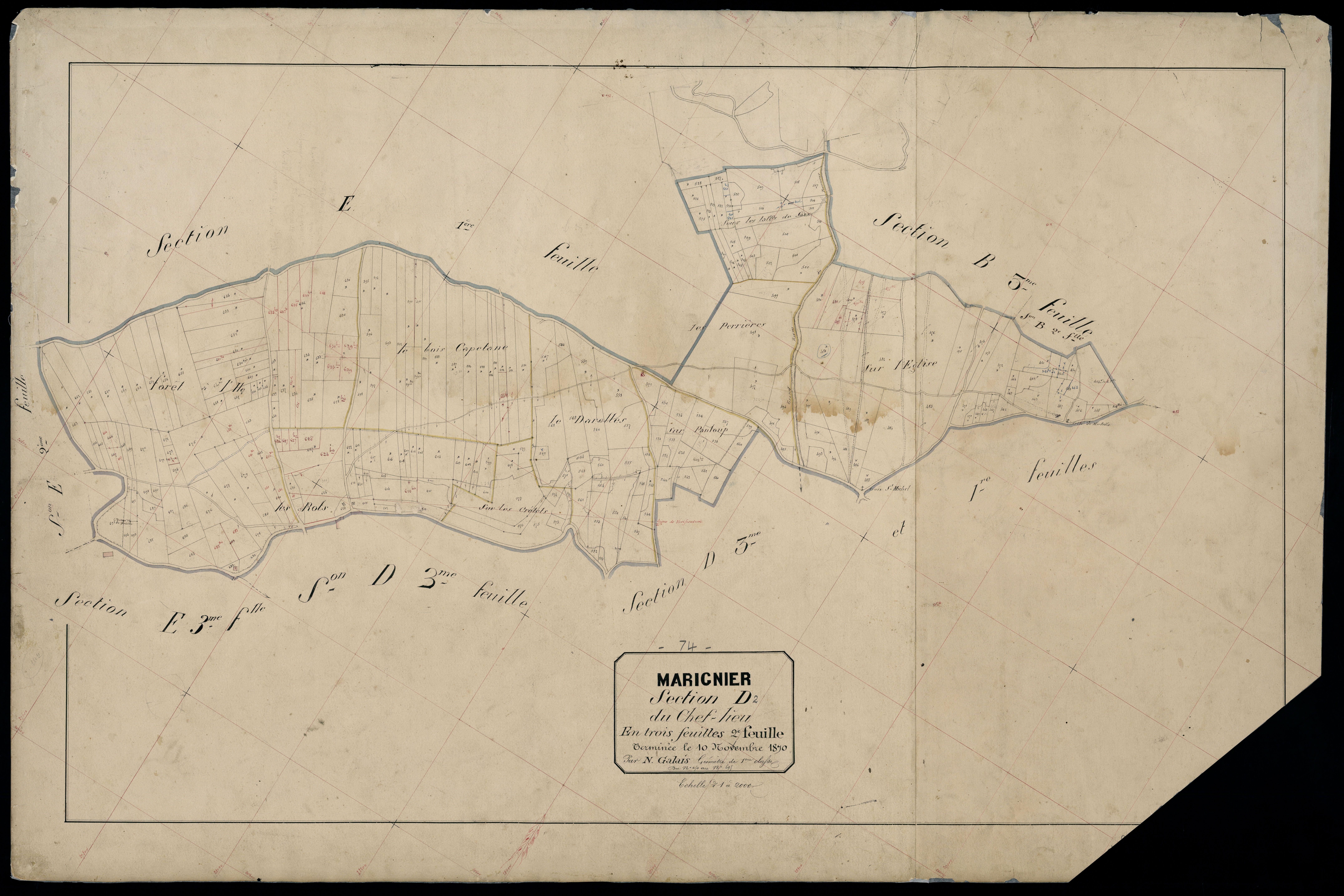 3 P 3 5673 - Feuille n° 3, parcelles n° 696 à 1243 - 5 octobre 1870
