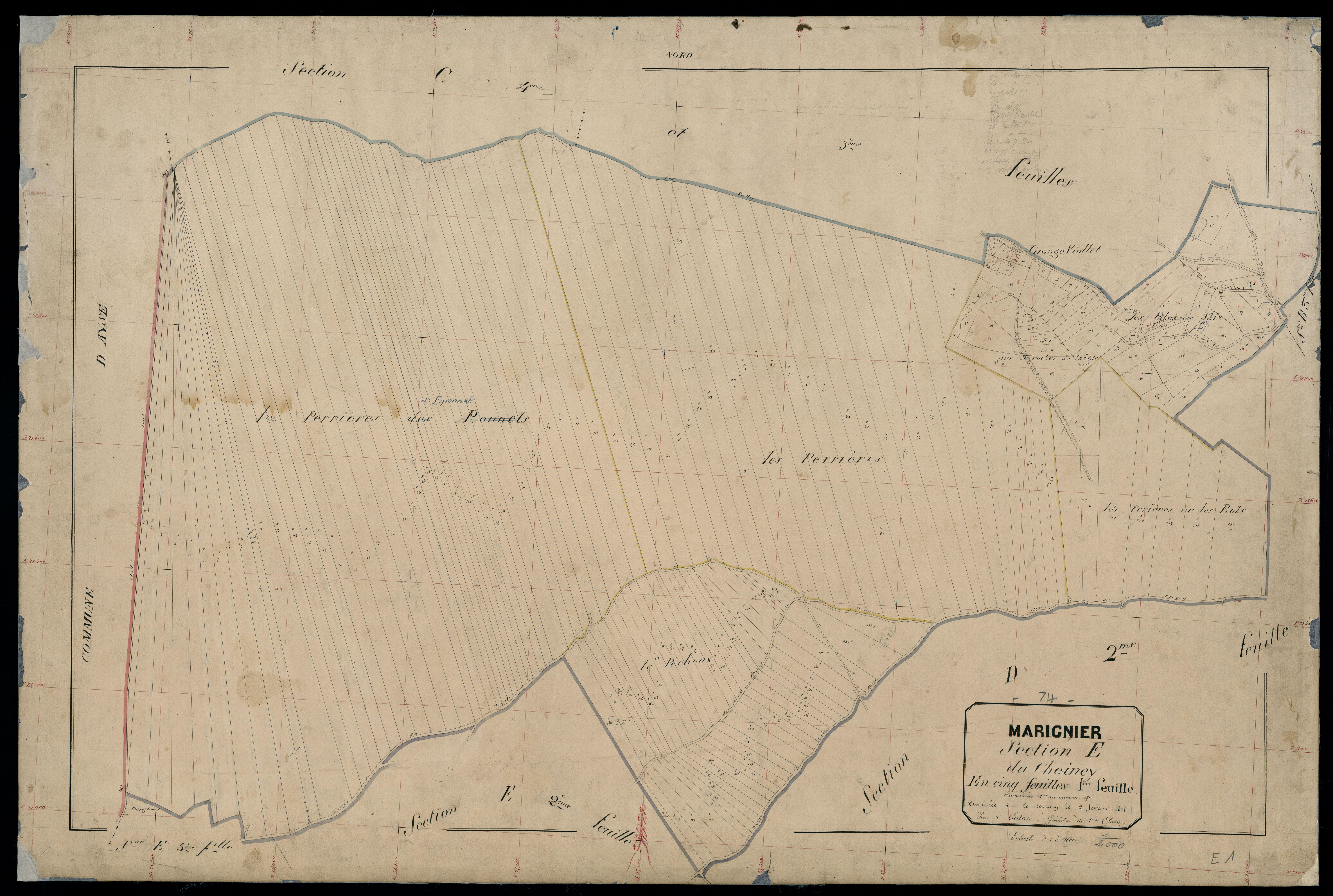 3 P 3 5675 - Feuille n° 2, parcelles n° 190 à 338 - 5 avril 1871