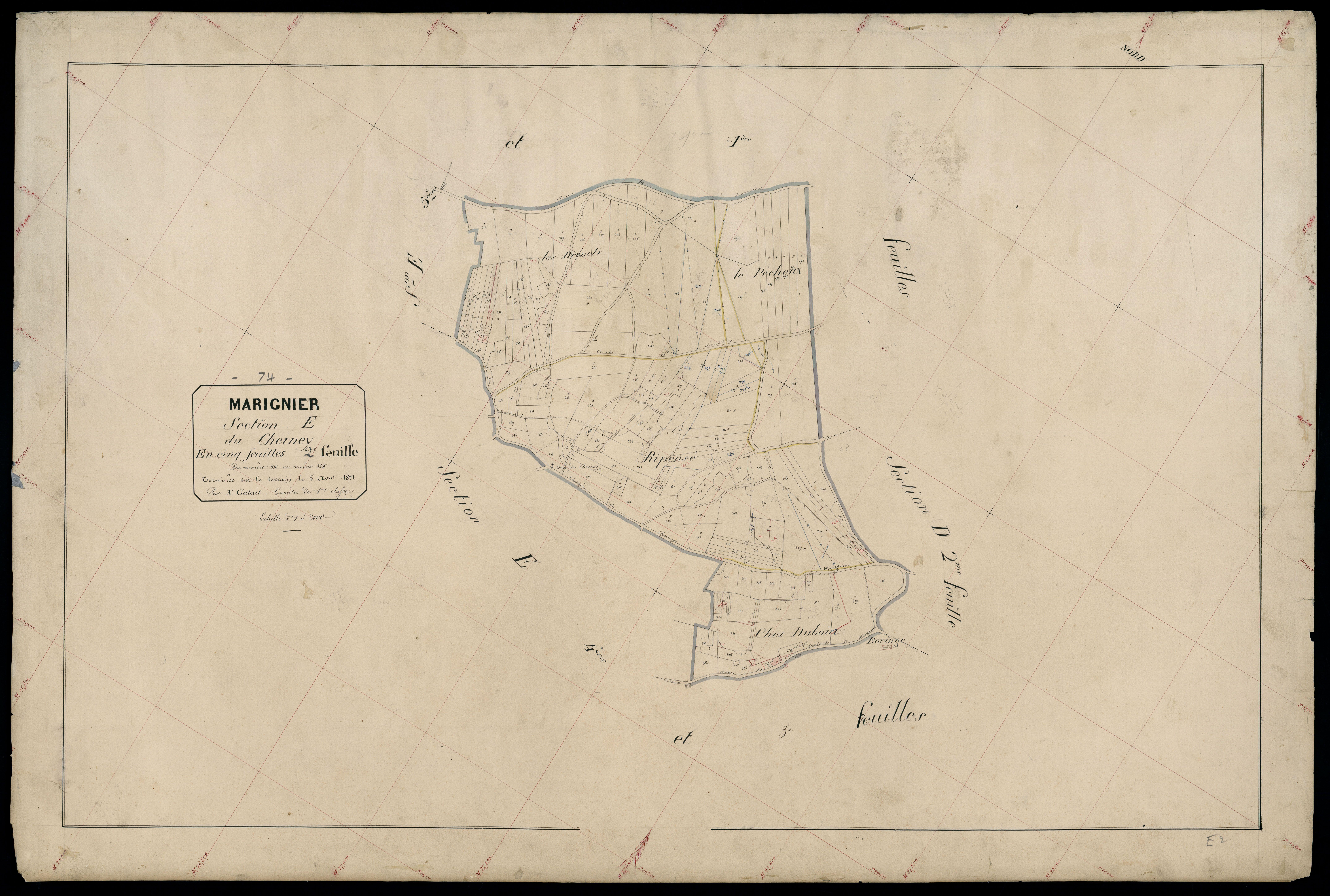 3 P 3 5676 - Feuille n° 3, parcelles n° 339 à 487 - 10 janvier 1871