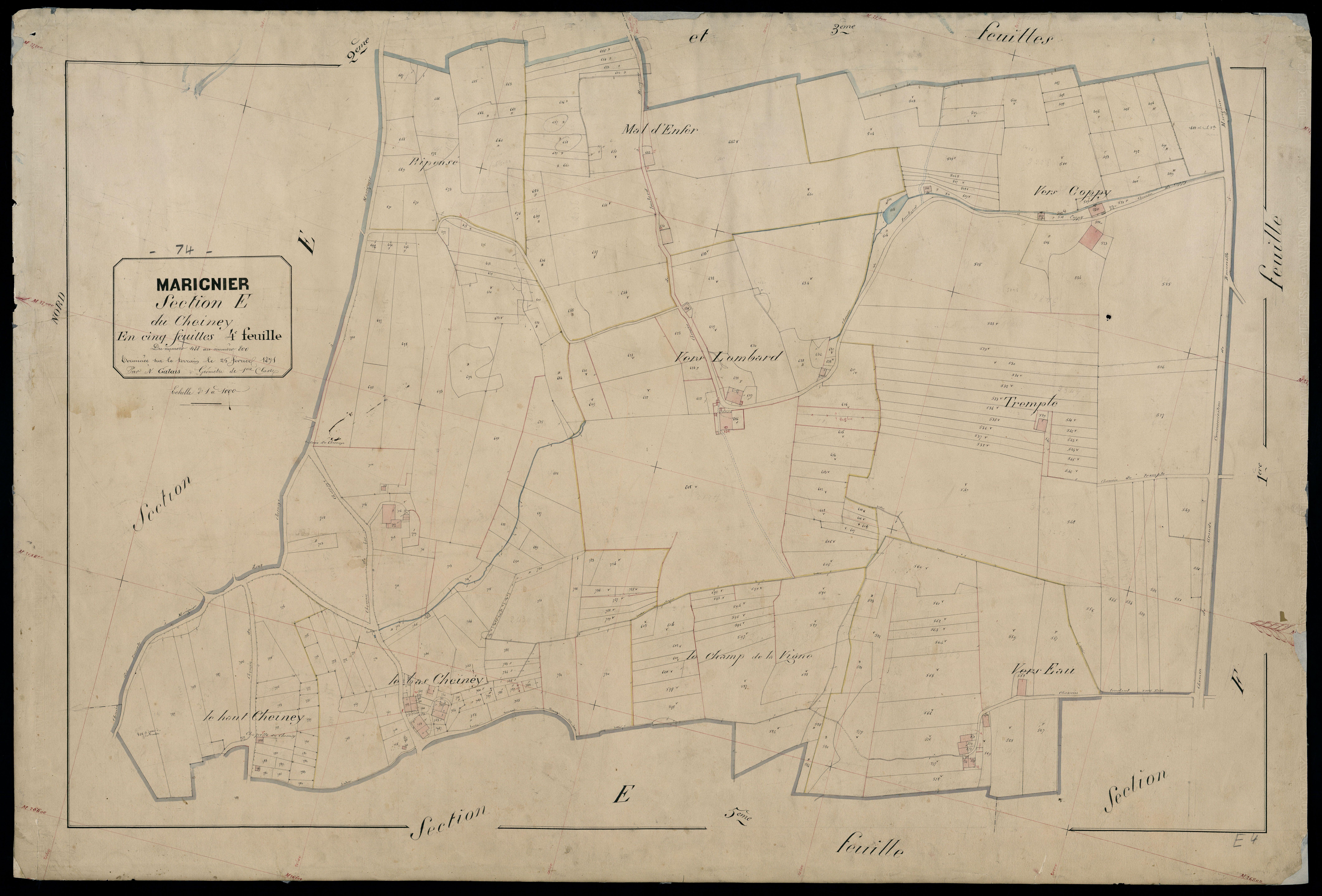 3 P 3 5678 - Feuille n° , parcelles n° 801 à 134 - 5 février 1871