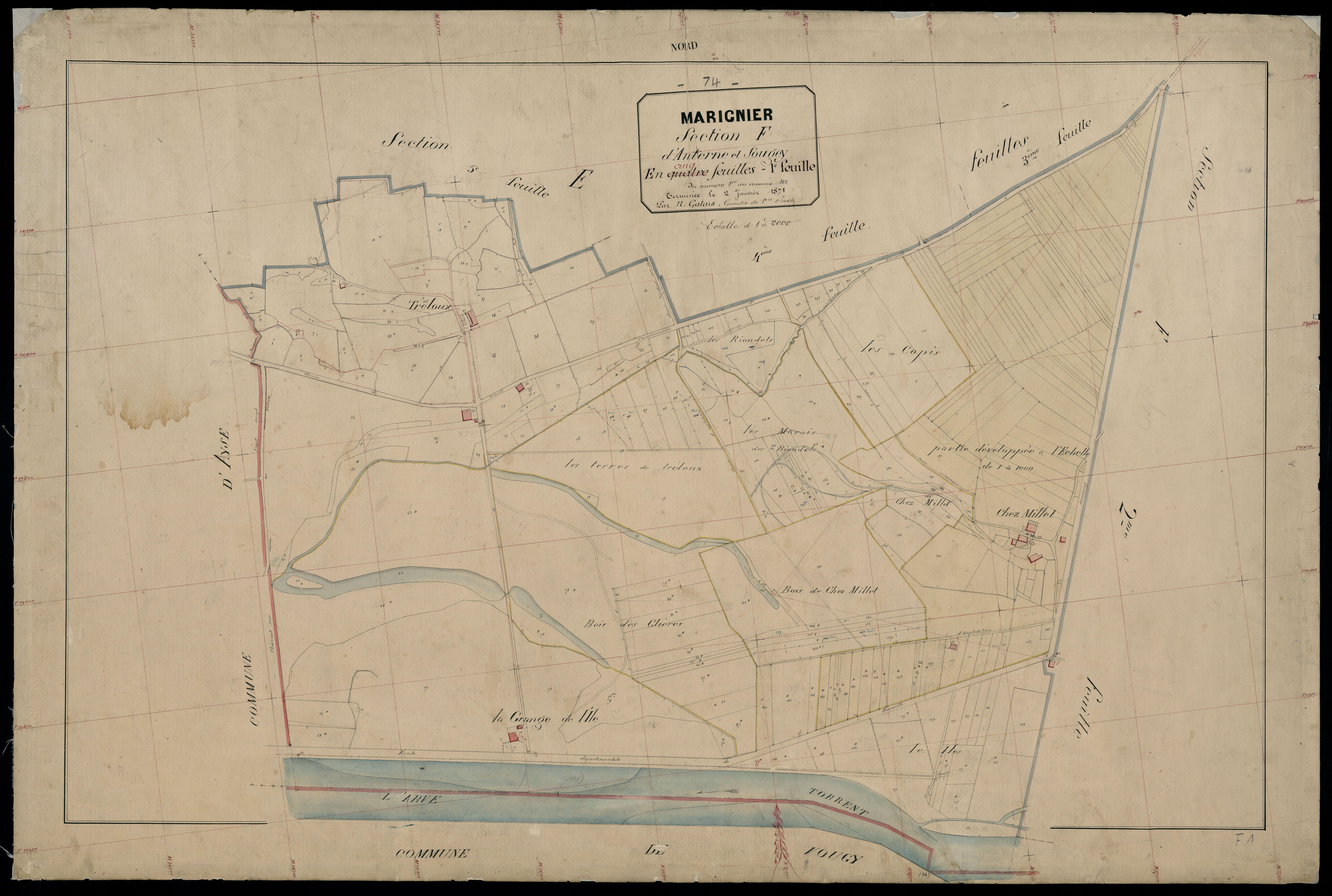 3 P 3 5680 - Feuille n° 1 bis, parcelles n° 143 à 322 -