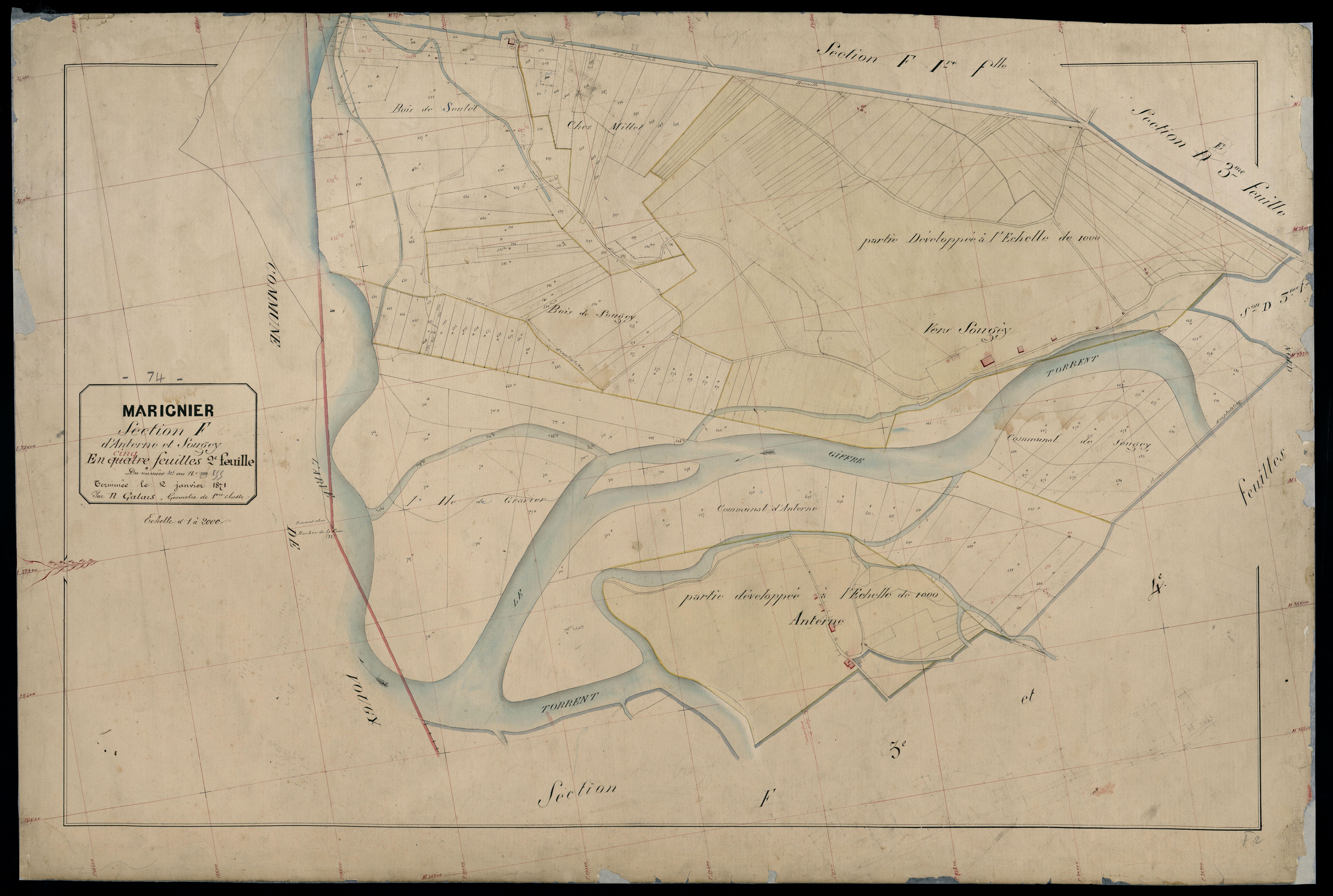 3 P 3 5682 - Feuille n° 2 bis, parcelles n° 323 à 70 -