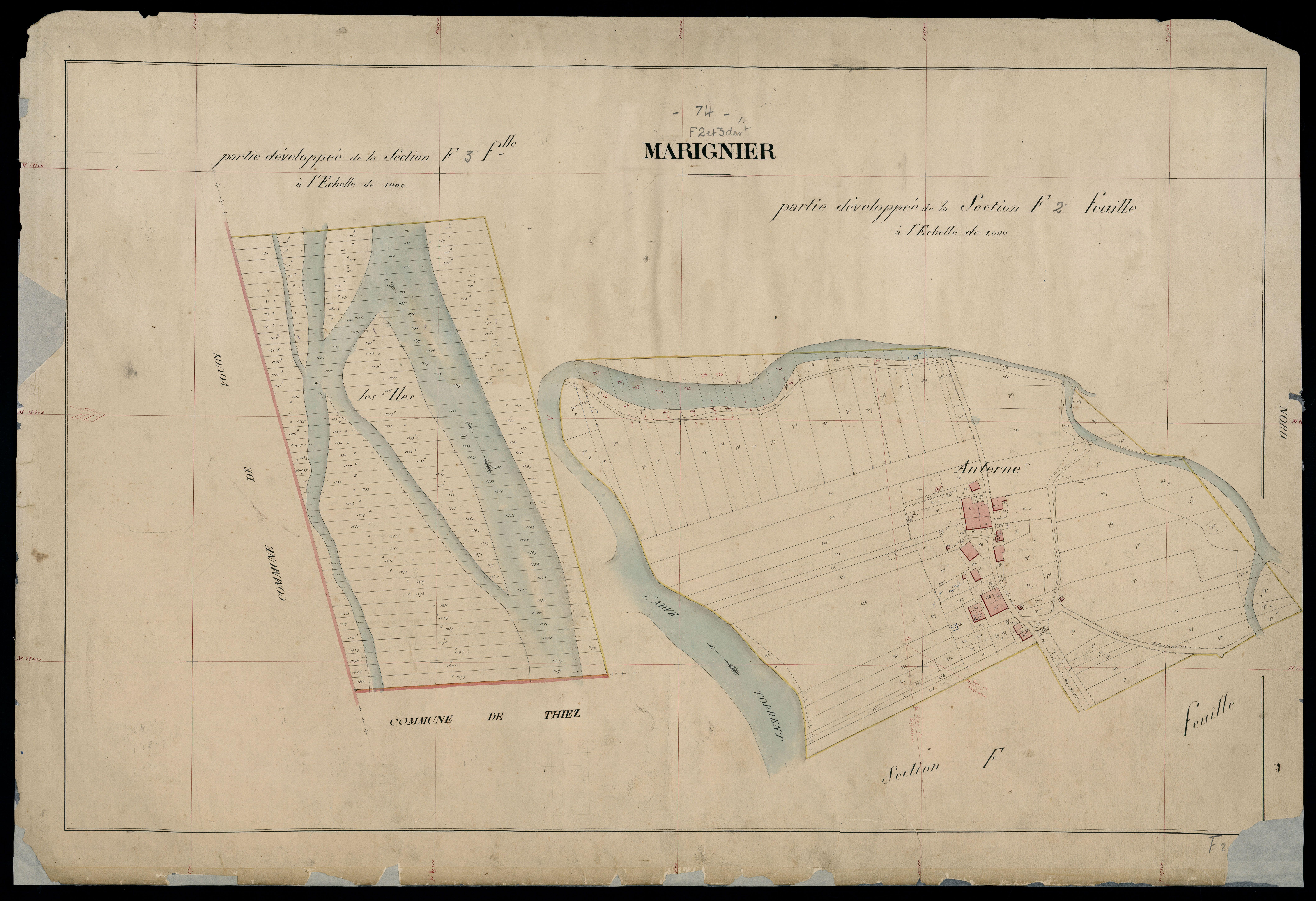 3 P 3 5685 - Feuille n° 4, parcelles n° 1402bis à 1983 et 217 à 2193 - 2 janvier 1871