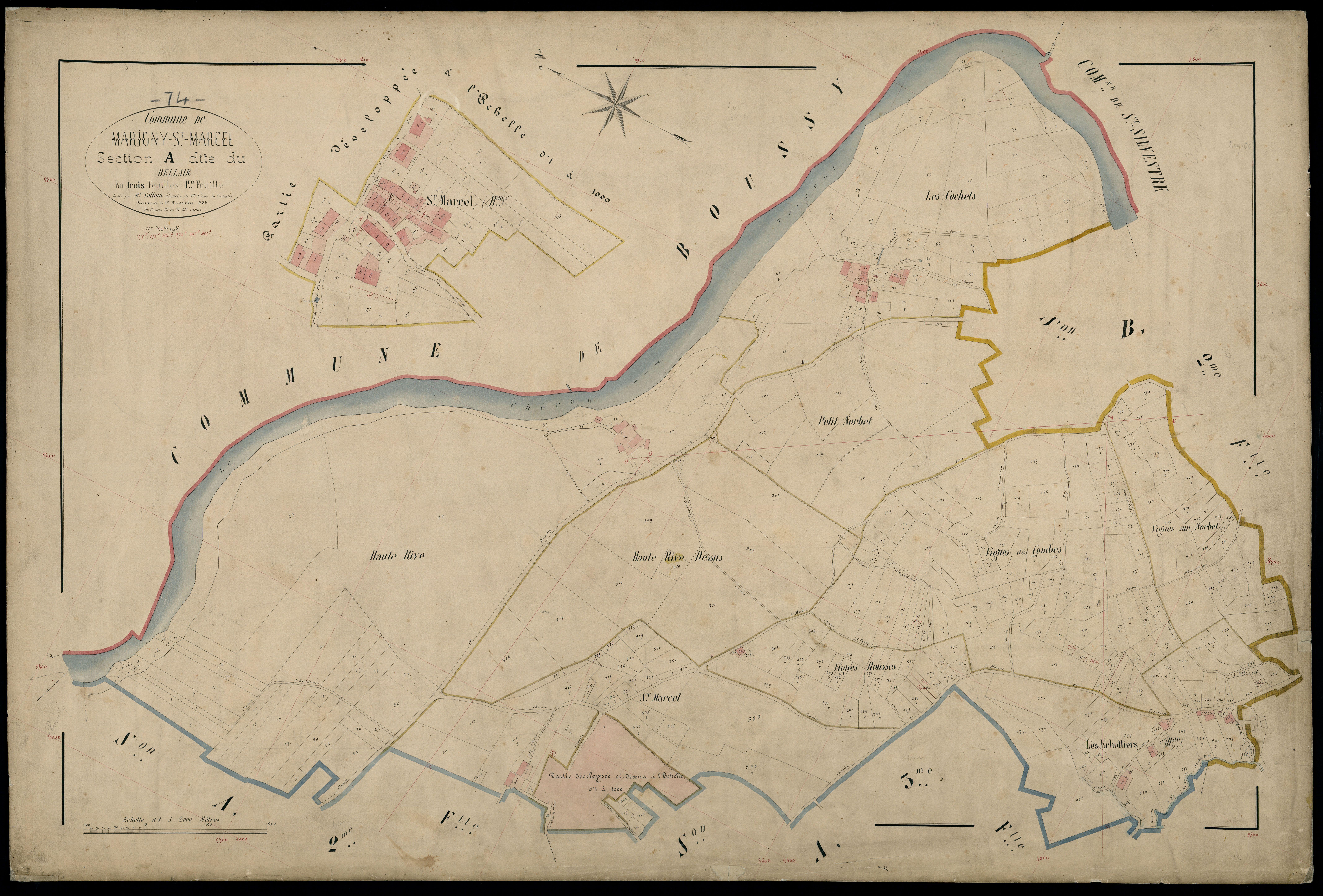 3 P 3 5697 - Feuille n° 2, parcelles n° 412 à 68 - 1er novembre 1864