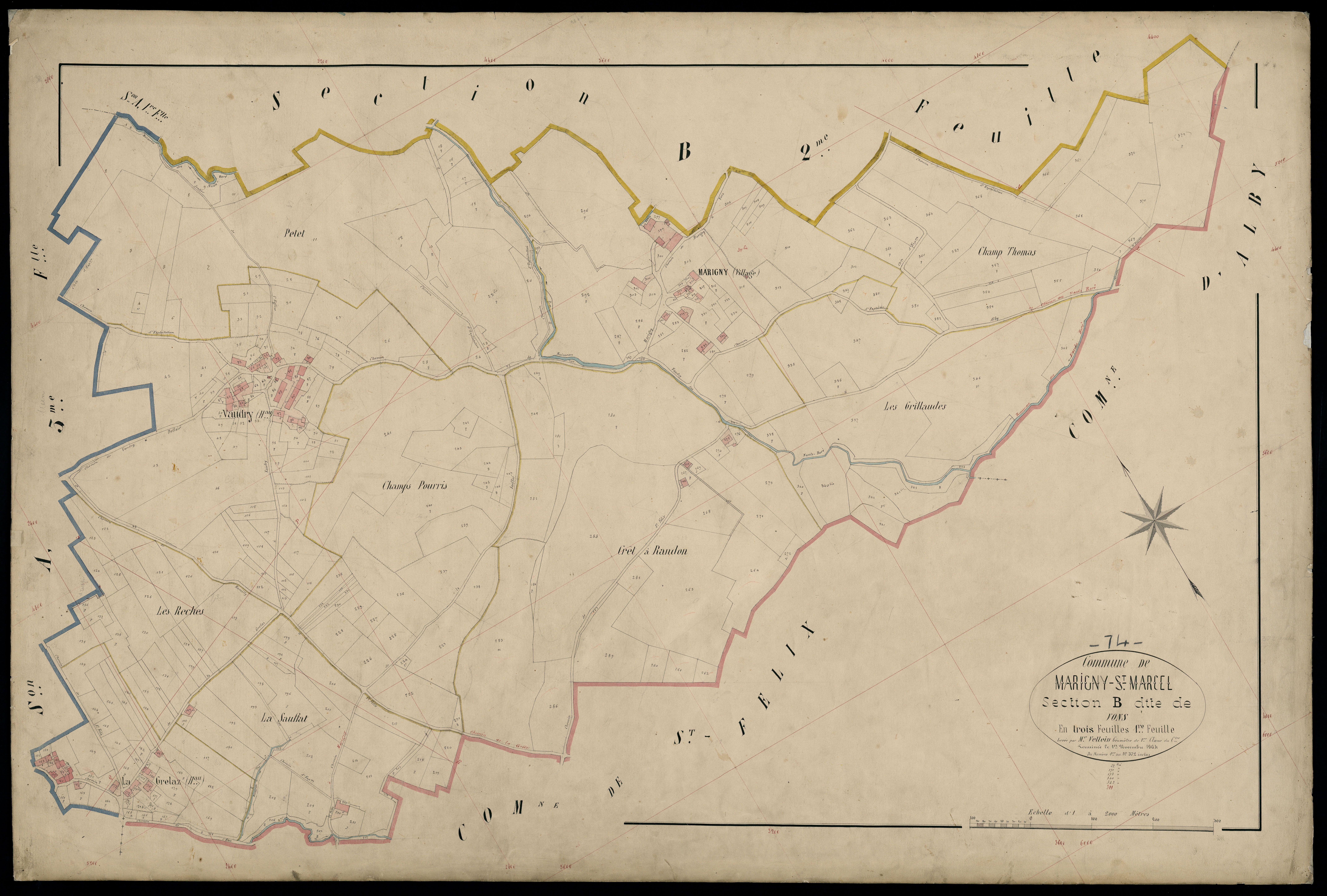 3 P 3 5700 - Feuille n° 2, parcelles n° 373 à 790 - 1er novembre 1864