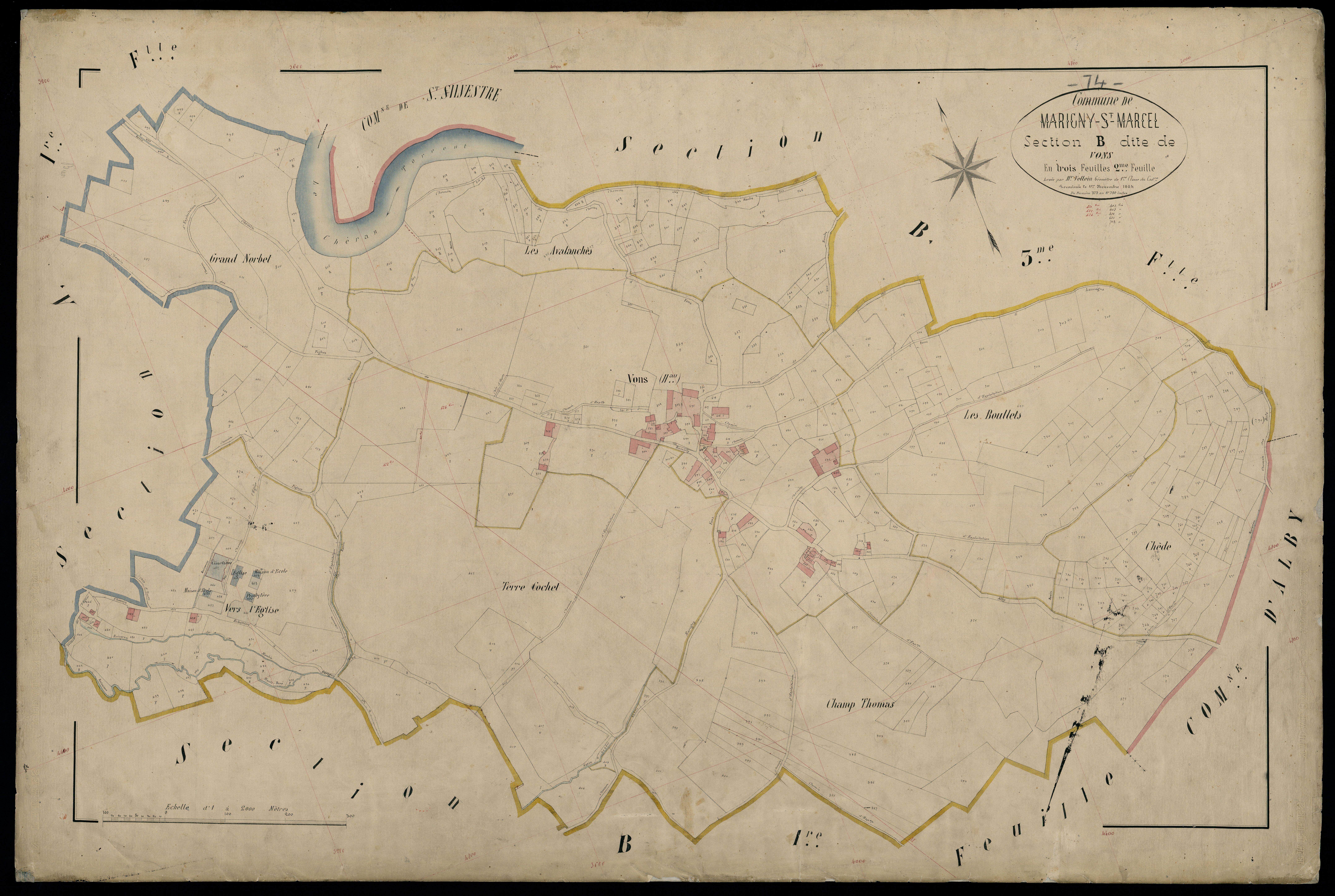 3 P 3 5701 - Feuille n° 3, parcelles n° 791 à 864 - 1er novembre 1864