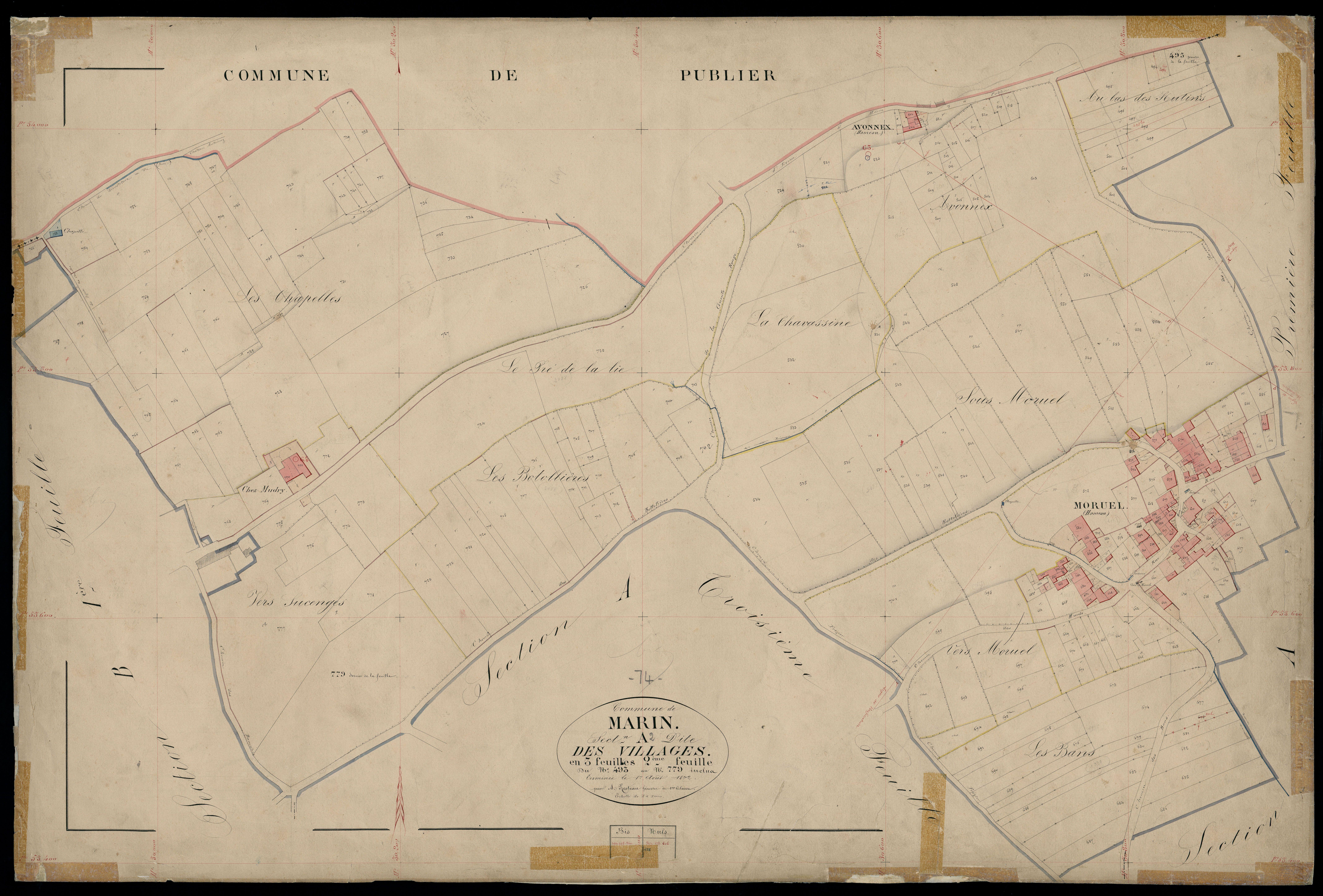 3 P 3 5705 - Feuille n° 3, parcelles n° 780 à 1194 - 1er août 1872