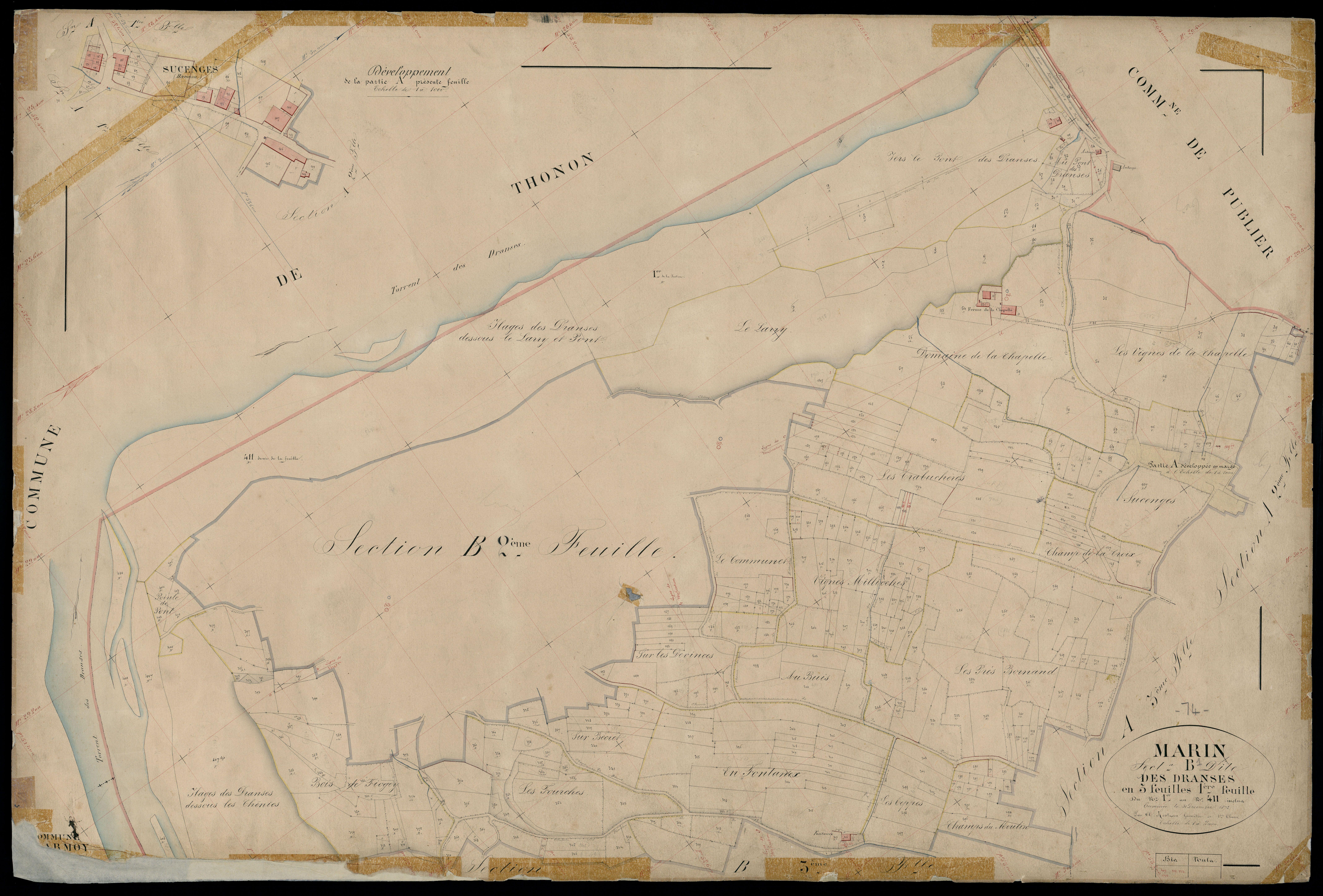 3 P 3 5707 - Feuille n° 2, parcelles n° 412 à 7 - 31 décembre 1872