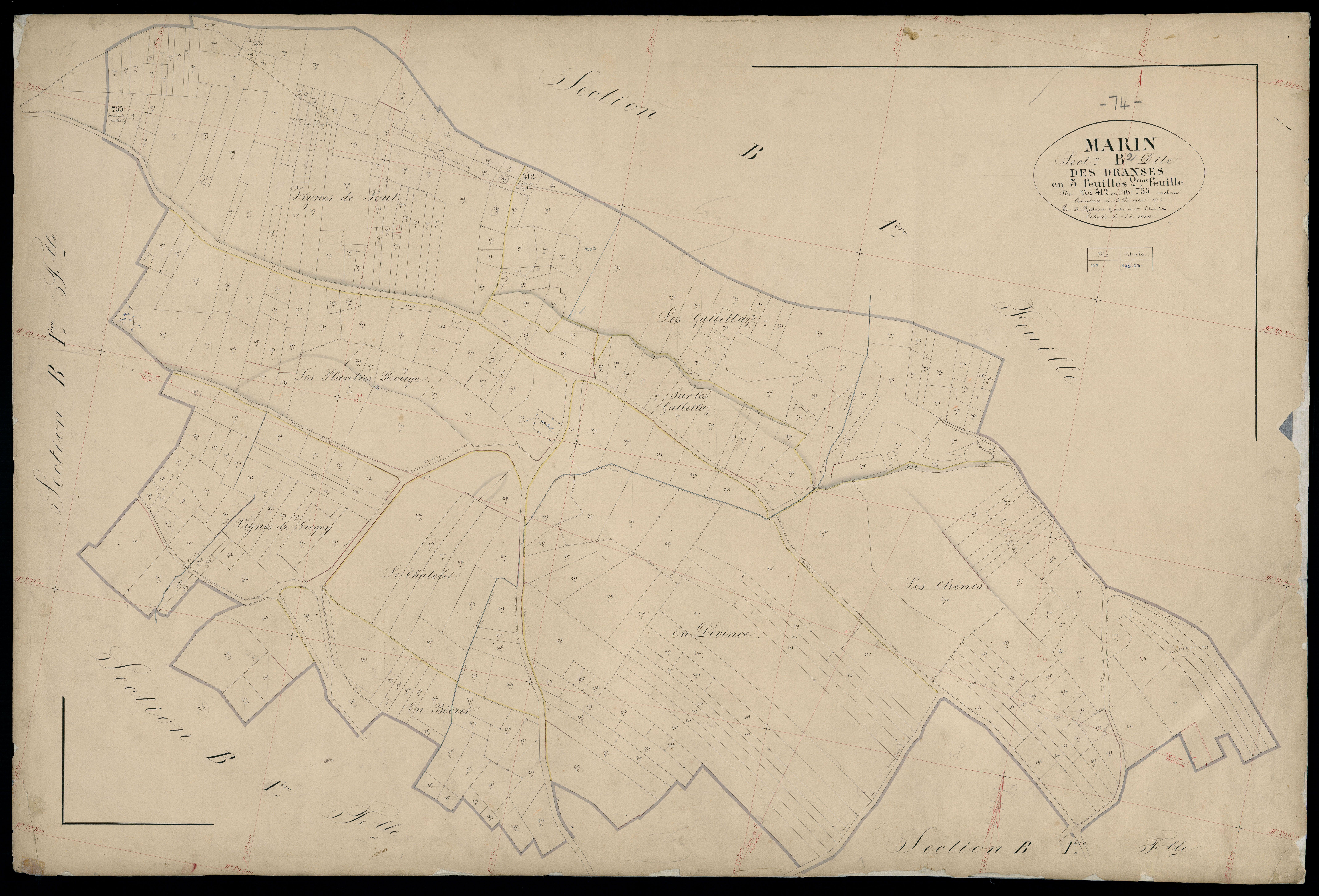 3 P 3 5708 - Feuille n° 3, parcelles n° 76 à 1310 - 31 décembre 1872