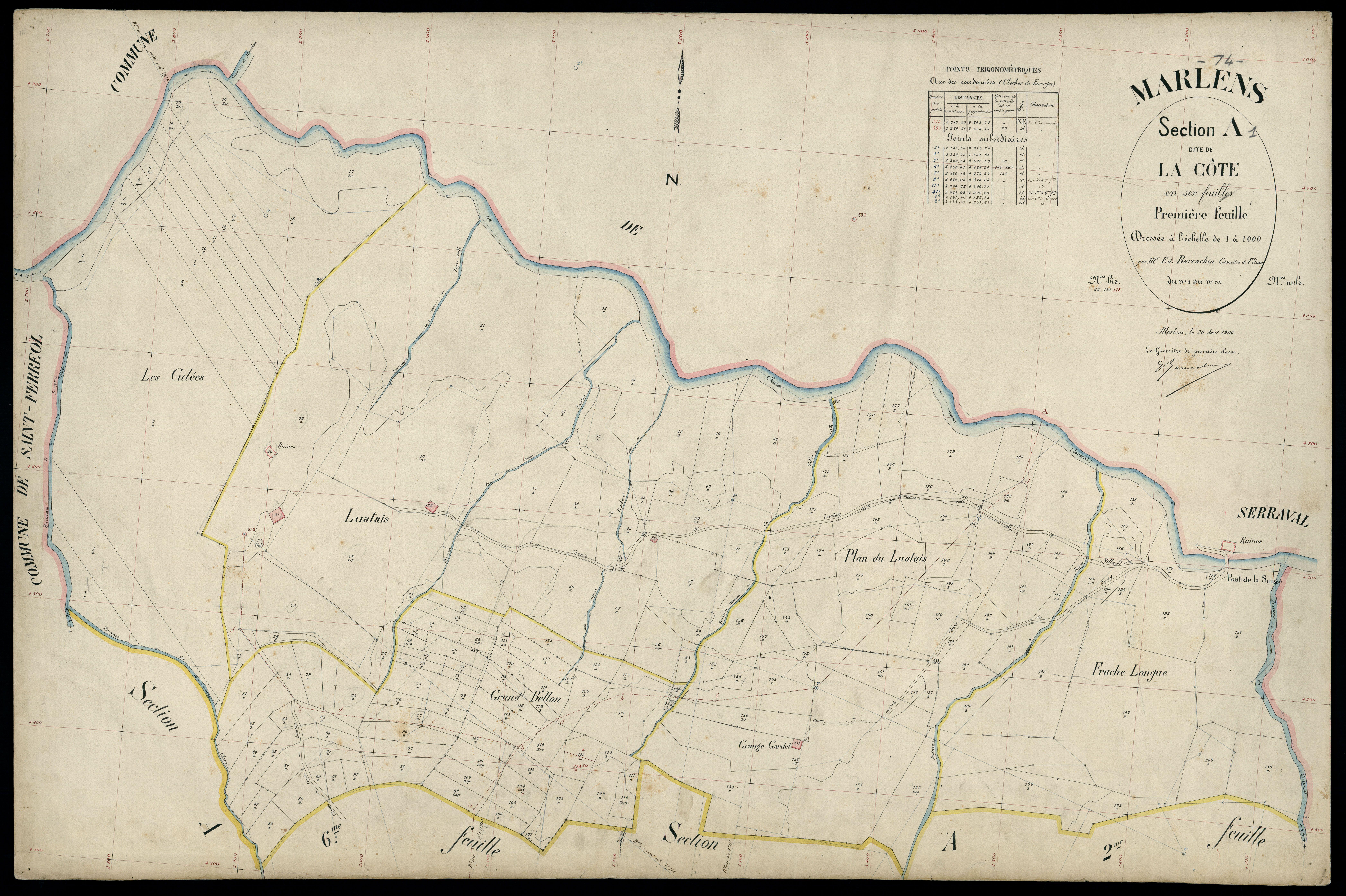 3 P 3 5712 - Feuille n° 2, parcelles n° 202 à 446 - 20 août 1906