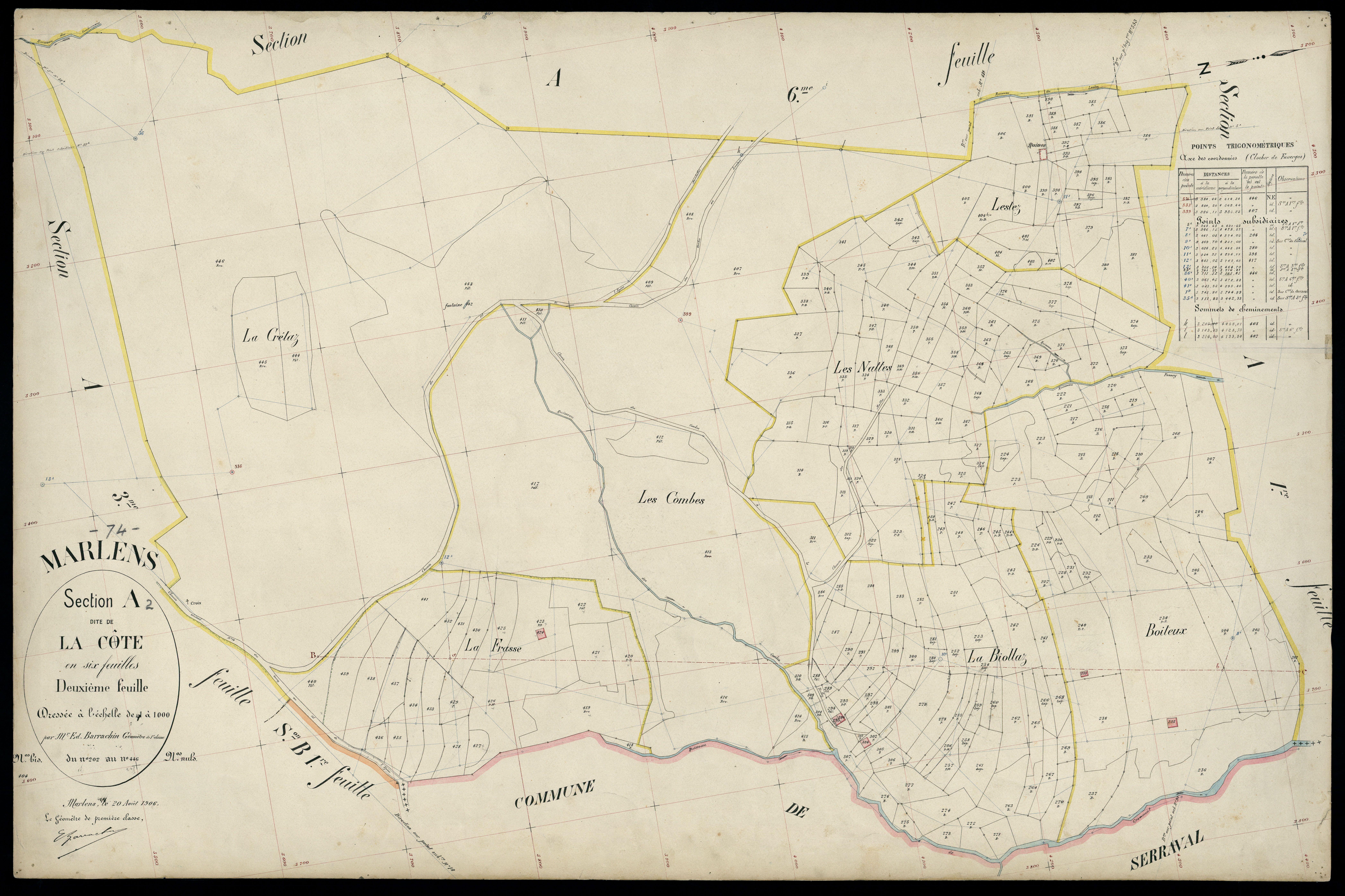 3 P 3 5713 - Feuille n° 3, parcelles n° 447 à 984 - 20 août 1906