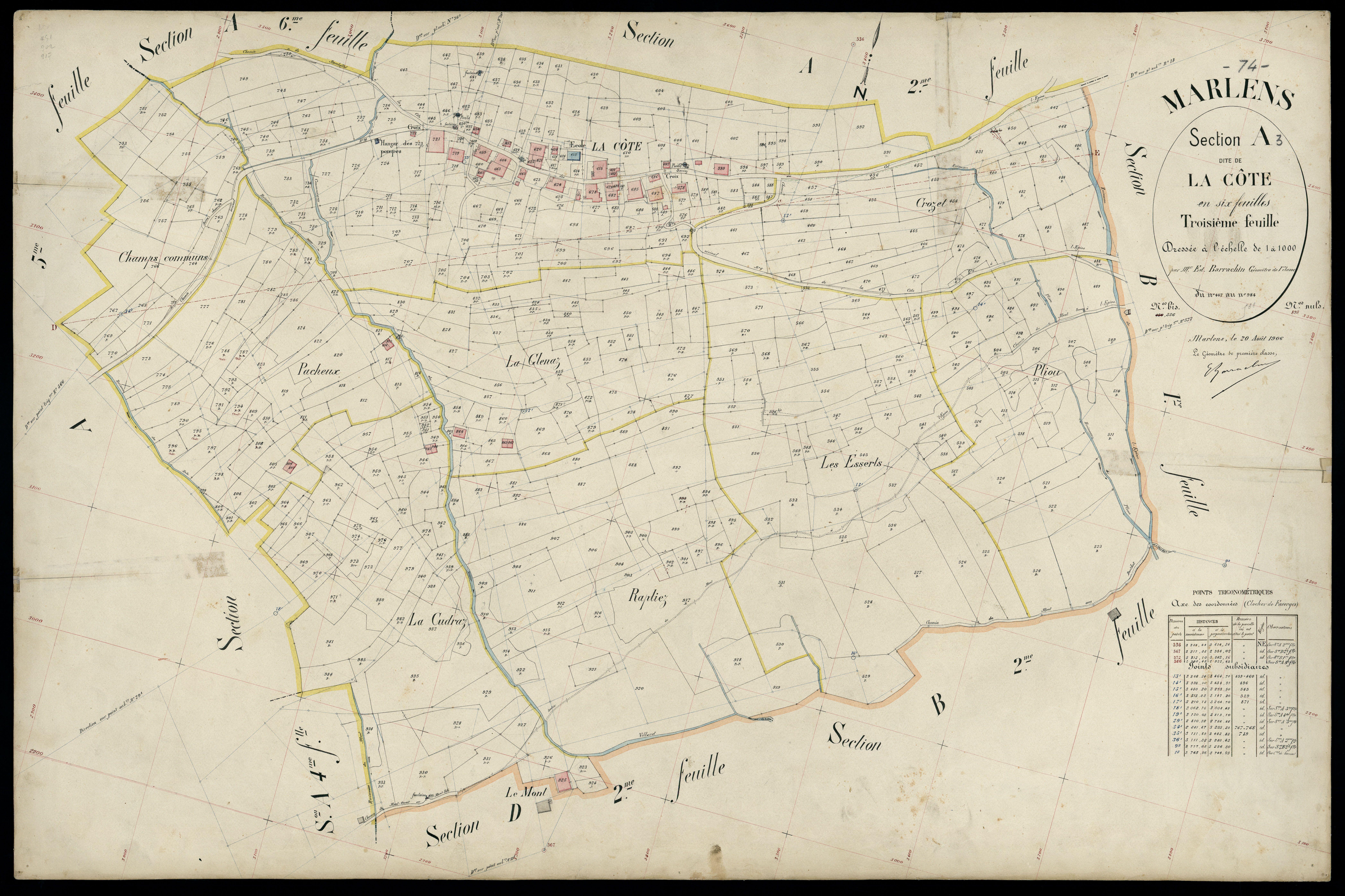3 P 3 5714 - Feuille n° 4, parcelles n° 98 à 12 - 20 août 1906