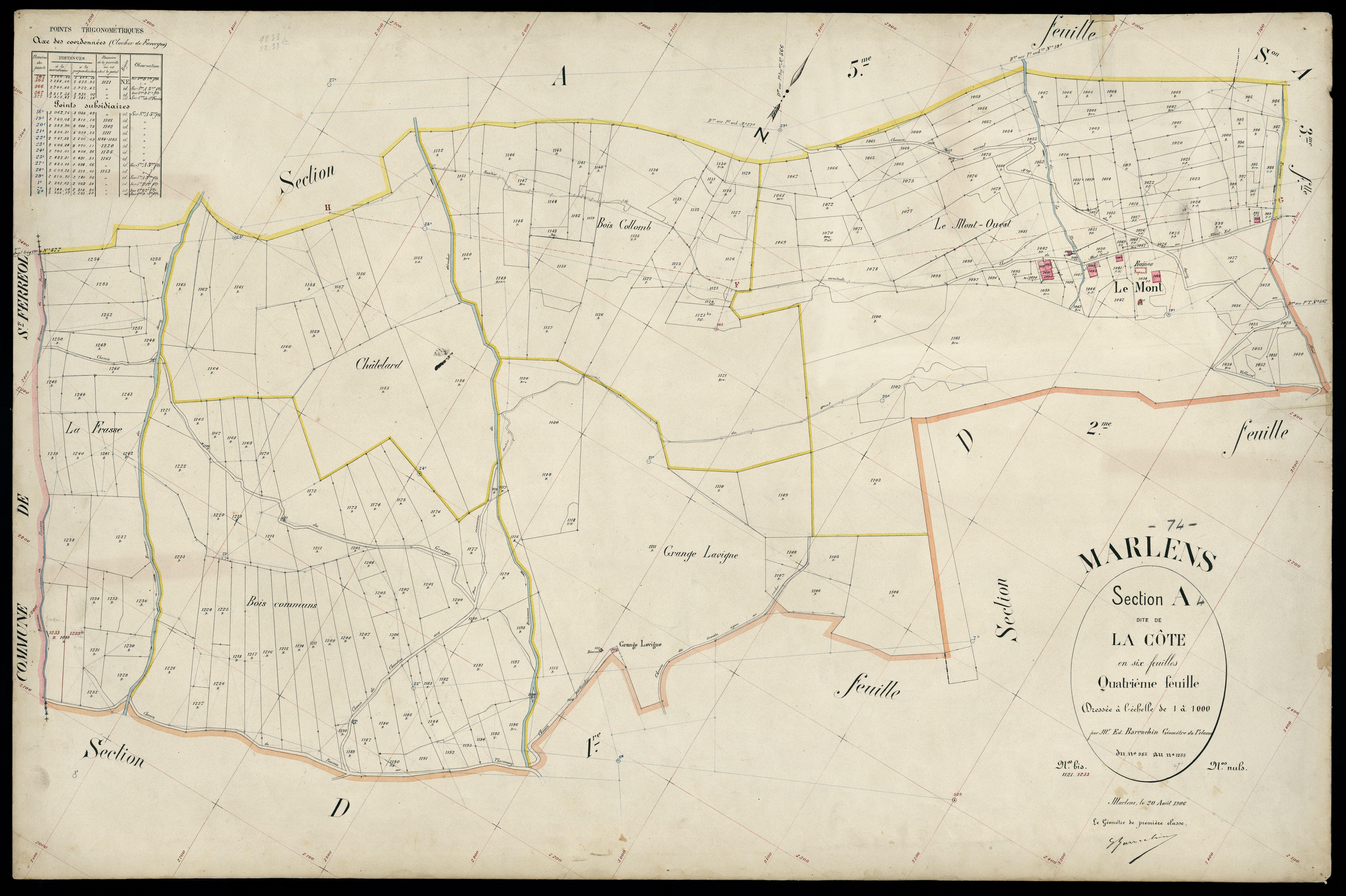 3 P 3 5715 - Feuille n° , parcelles n° 126 à 1646 - 20 août 1906