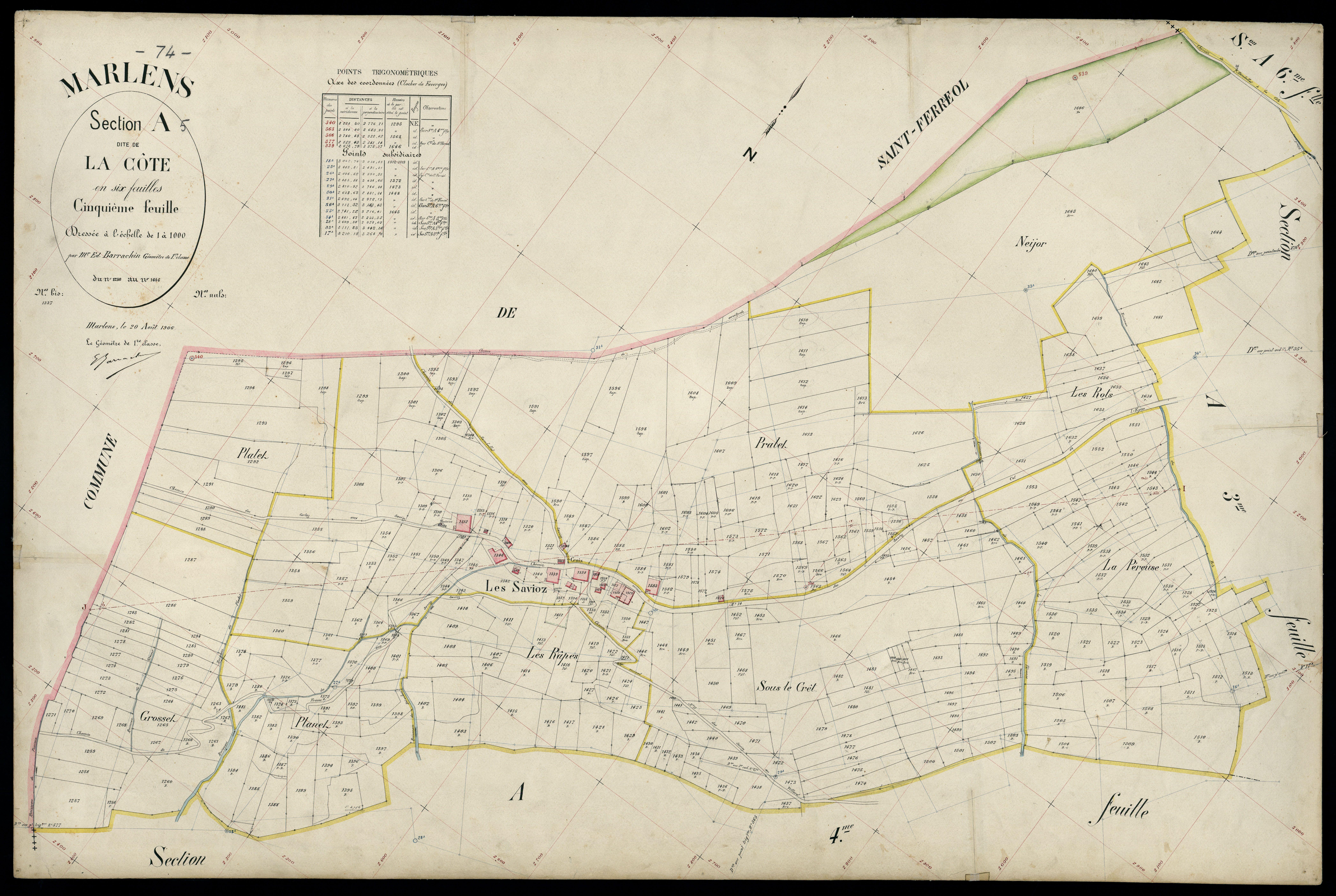 3 P 3 5716 - Feuille n° 6, parcelles n° 1647 à 2041 - 20 août 1906