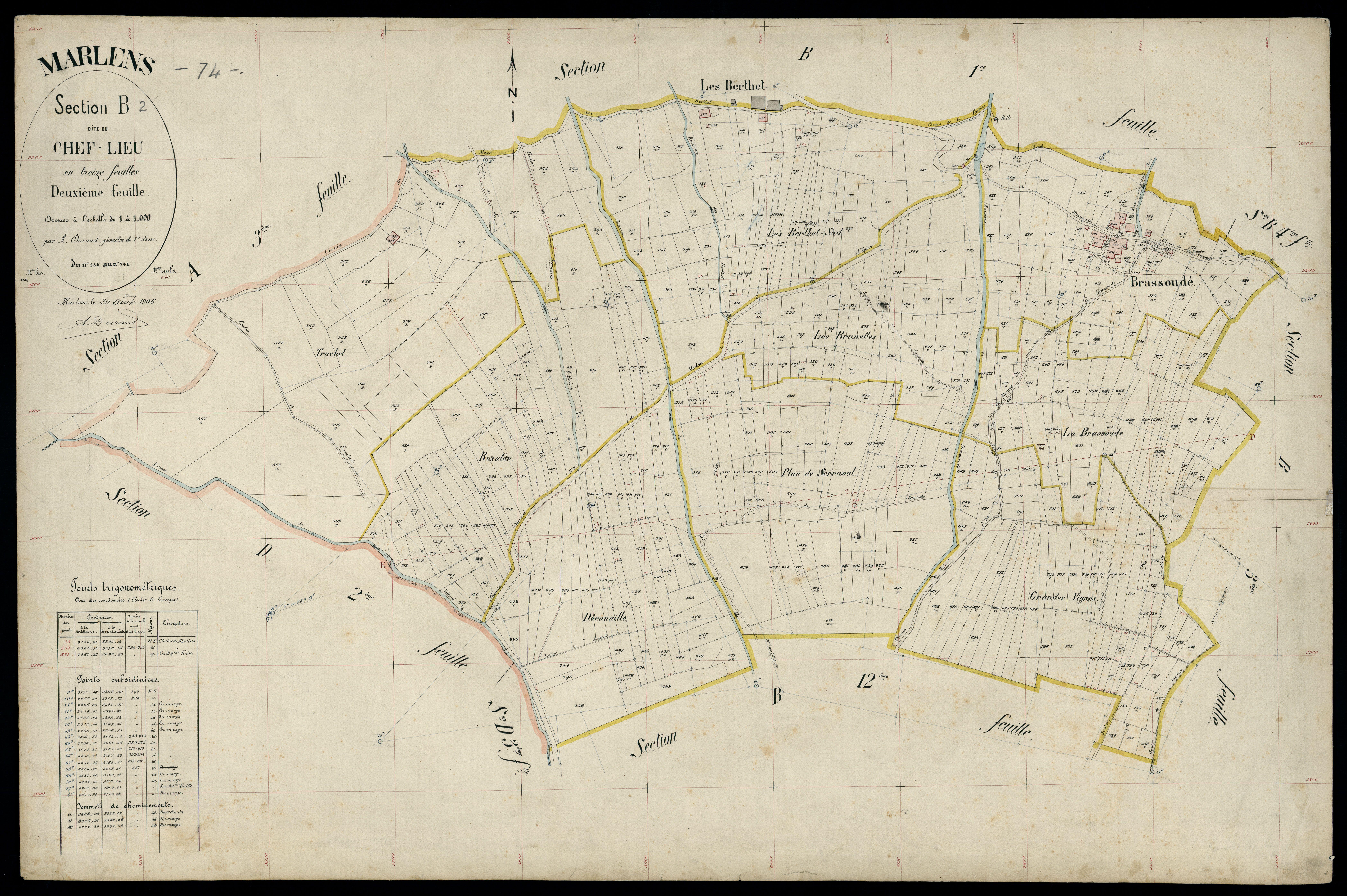3 P 3 5719 - Feuille n° 3, parcelles n° 742 à 994 - 20 août 1906