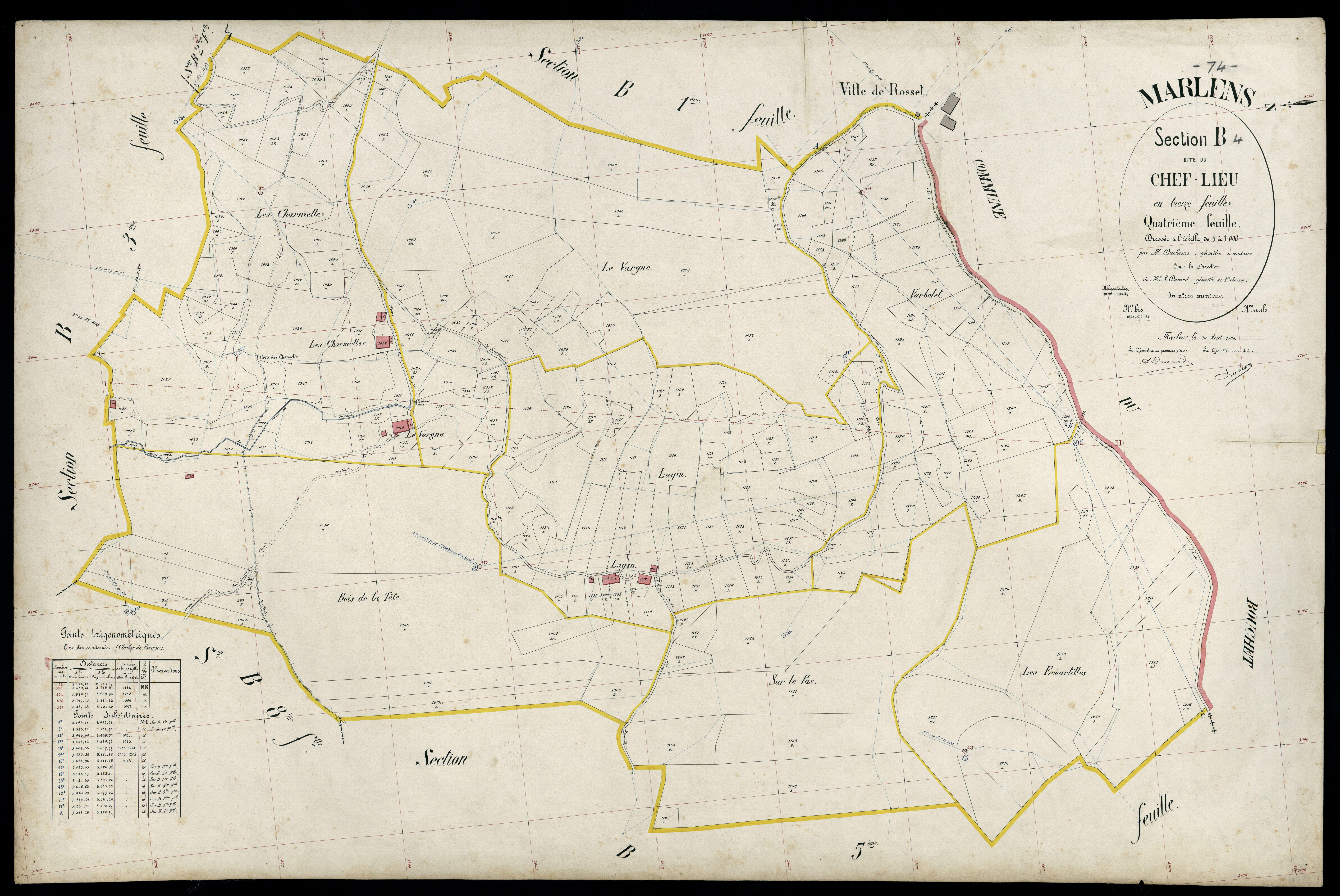 3 P 3 5721 - Feuille n° , parcelles n° 1217 à 1279 - 20 août 1906