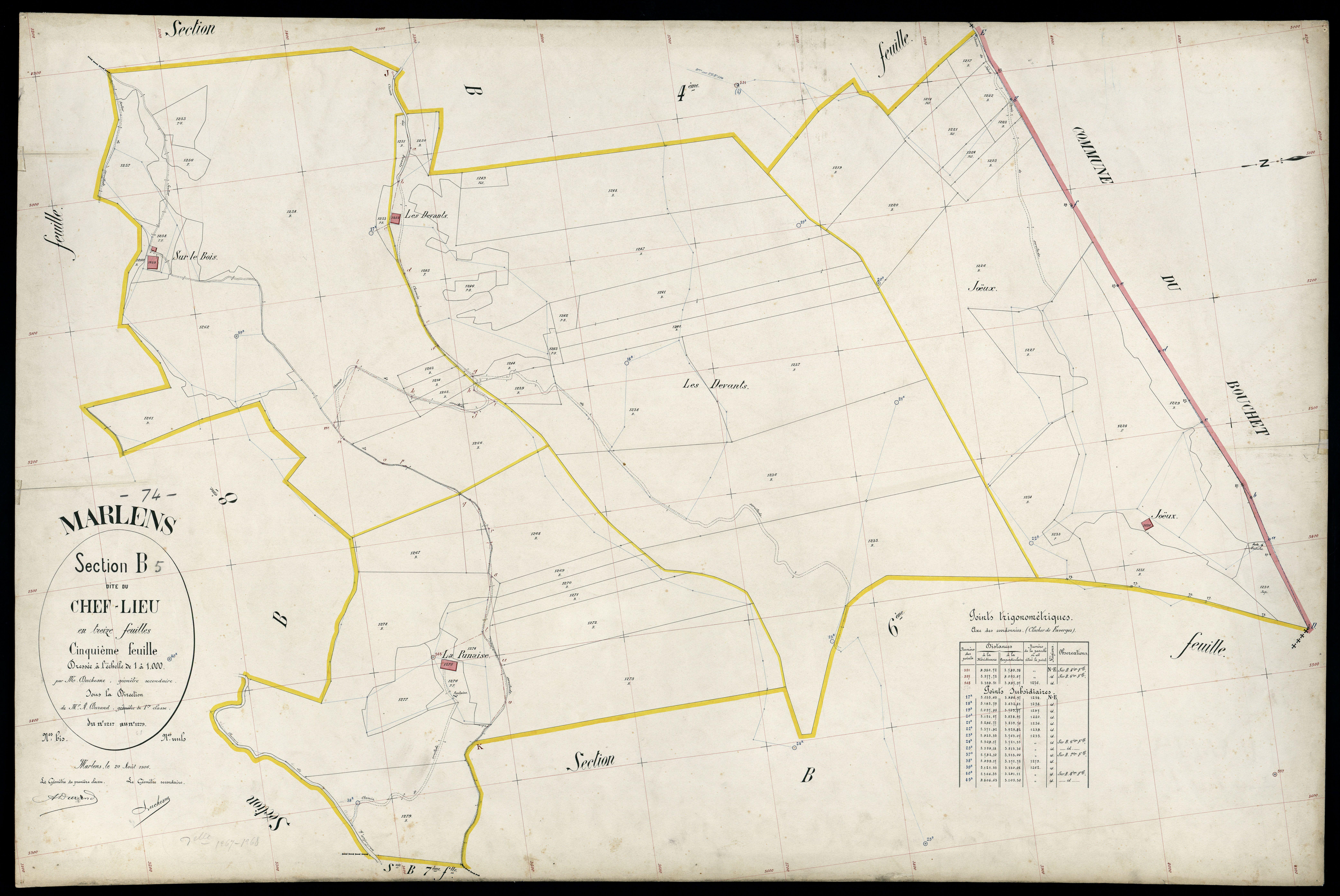 3 P 3 5722 - Feuille n° 6, parcelles n° 1280 à 17 - 20 août 1906