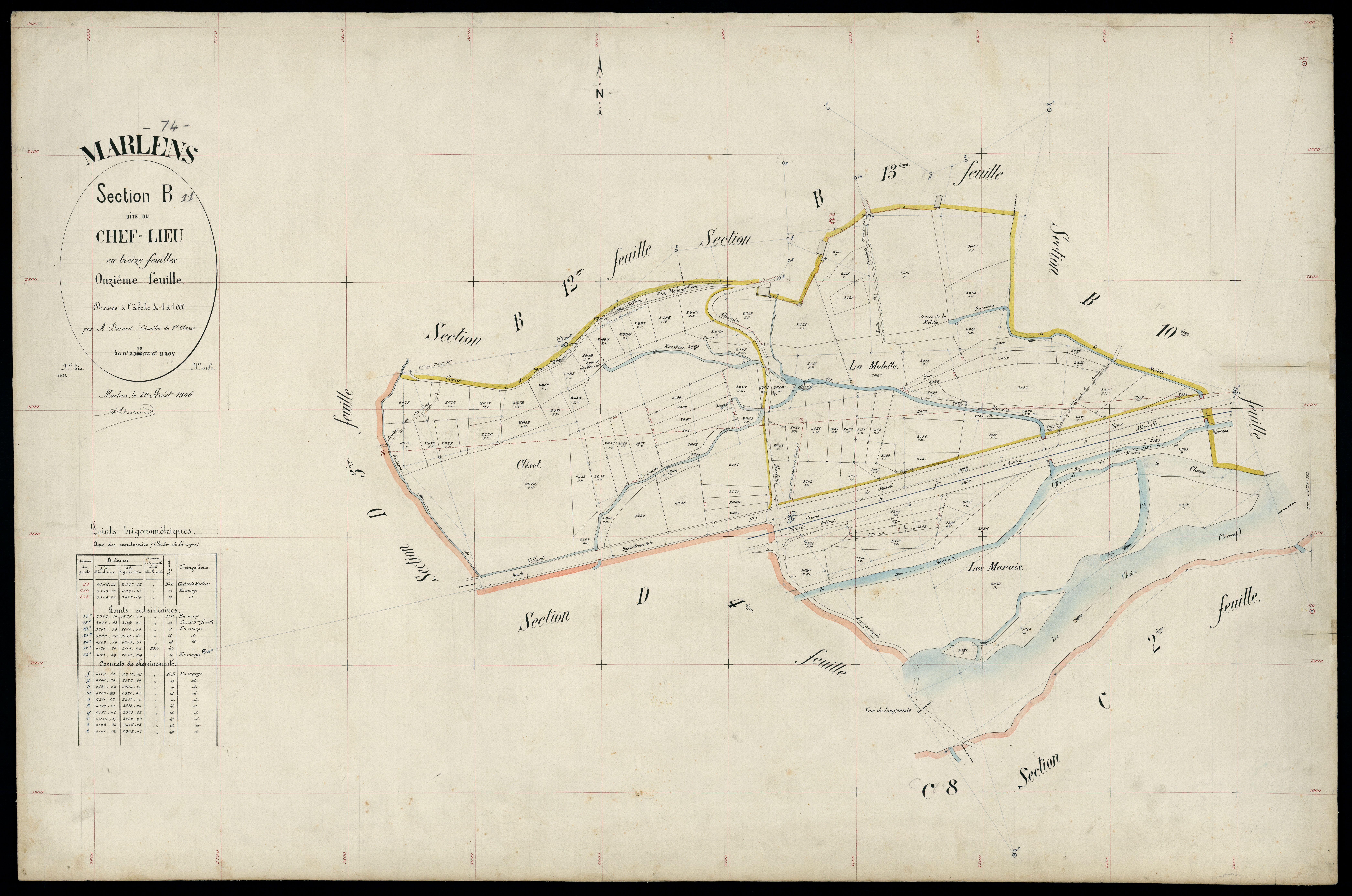 3 P 3 5728 - Feuille n° 12, parcelles n° 2498 à 2737 - 20 août 1906