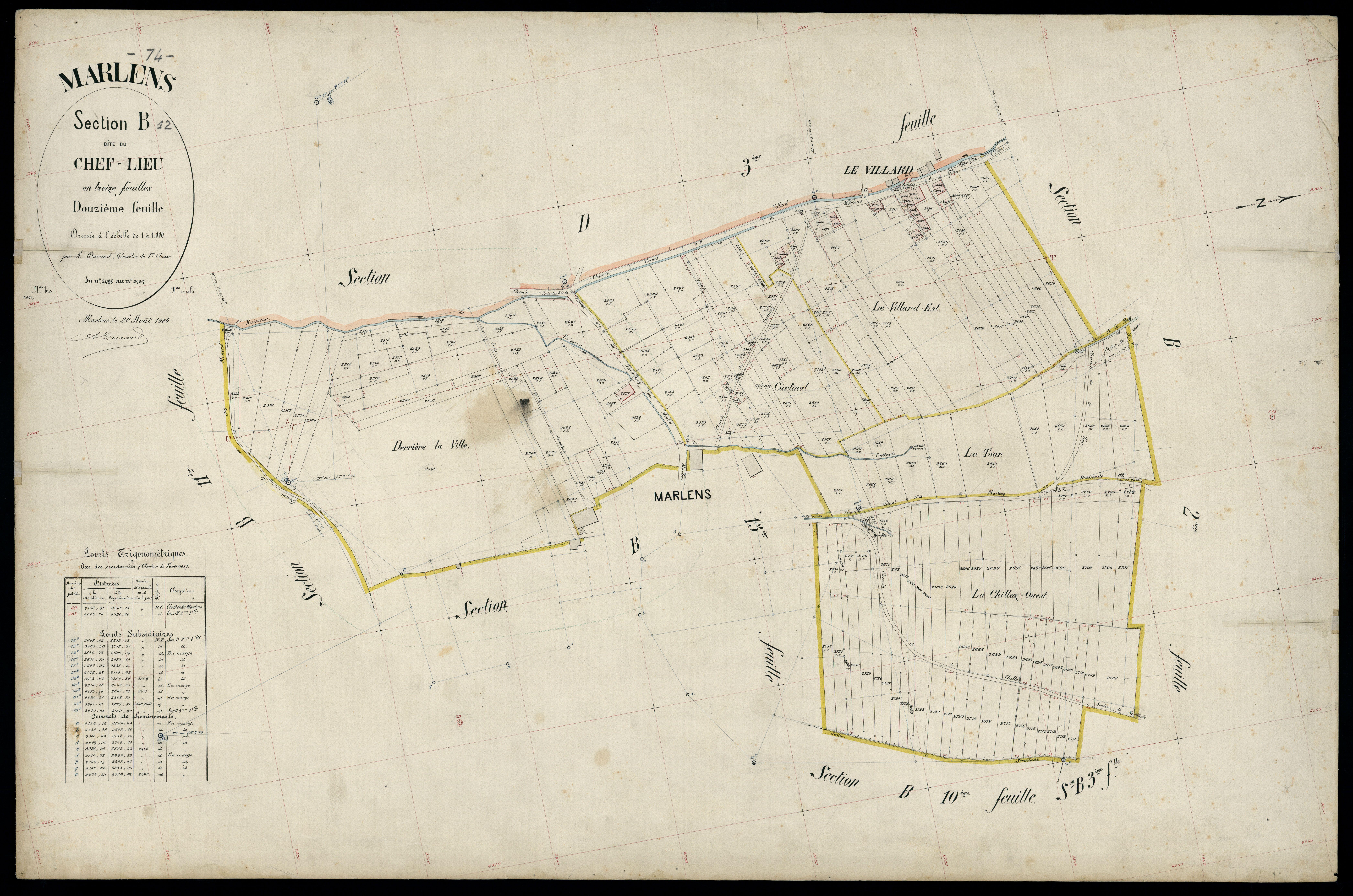 3 P 3 5729 - Feuille n° 13, parcelles n° 2738 à 3039 - 20 août 1906