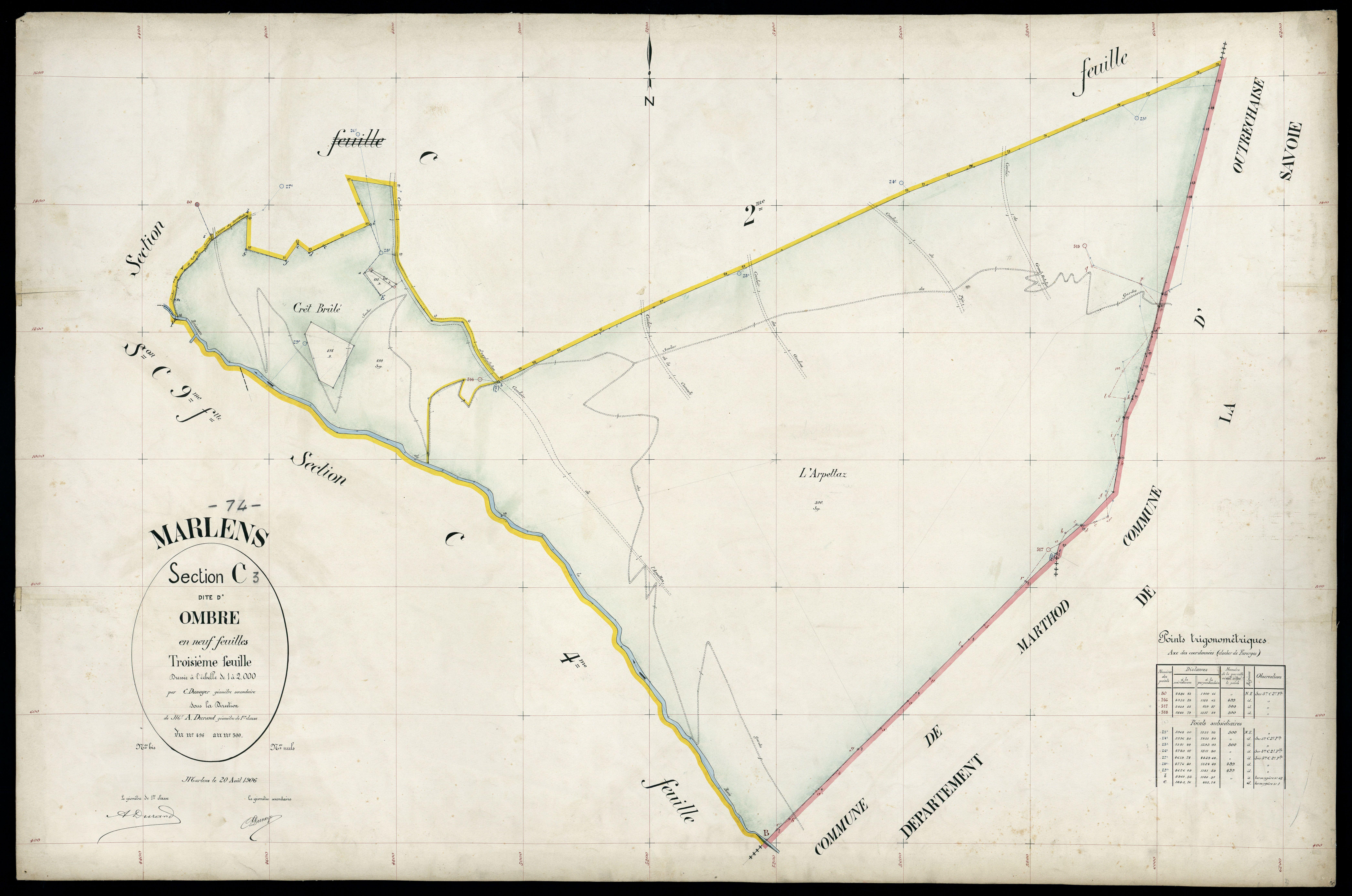 3 P 3 5733 - Feuille n° 4, parcelles n° 01 à 76 - 20 août 1906