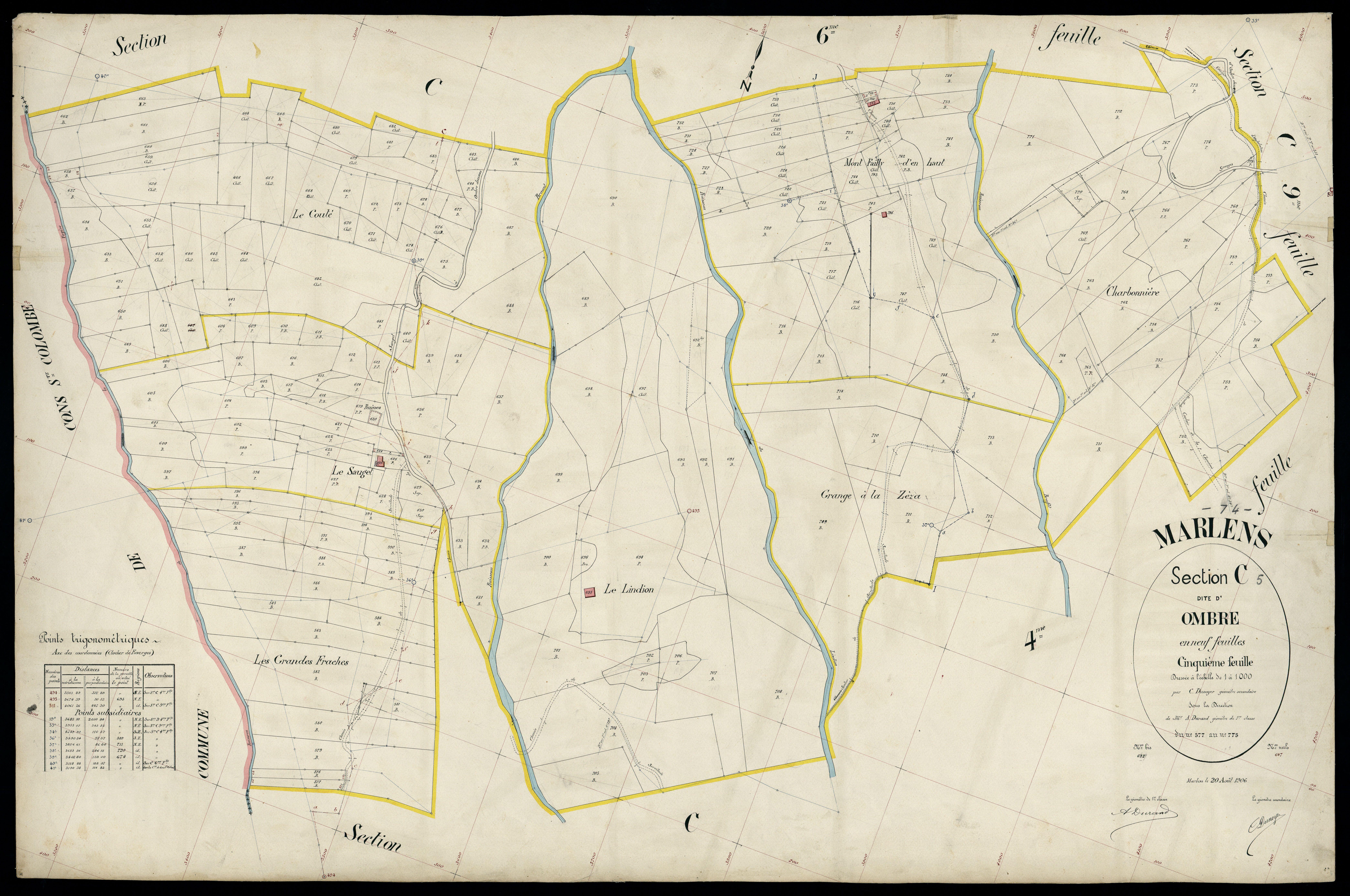 3 P 3 5735 - Feuille n° 6, parcelles n° 776 à 1171 - 20 août 1906