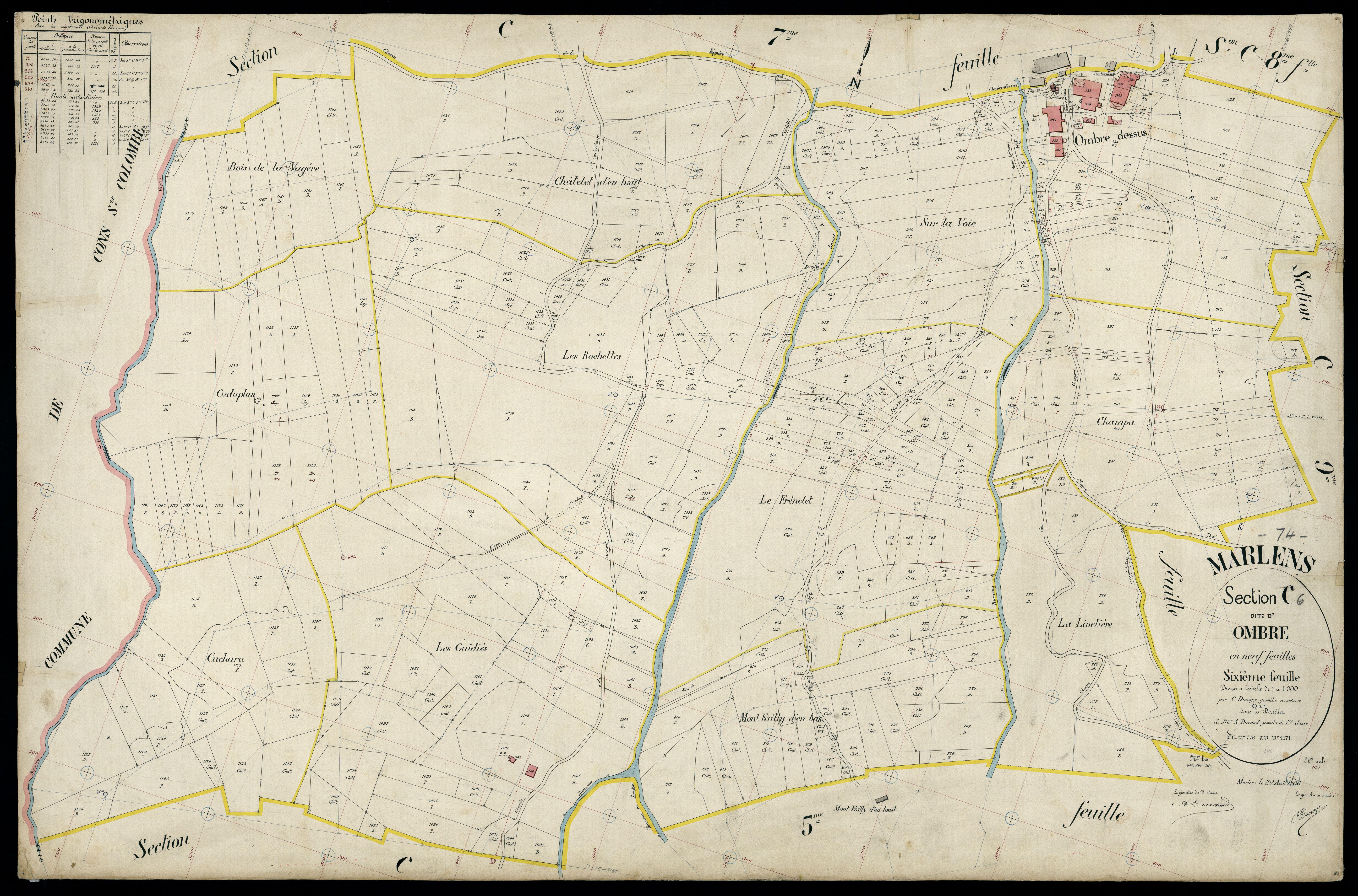 3 P 3 5736 - Feuille n° 7, parcelles n° 1172 à 164 - 20 août 1906