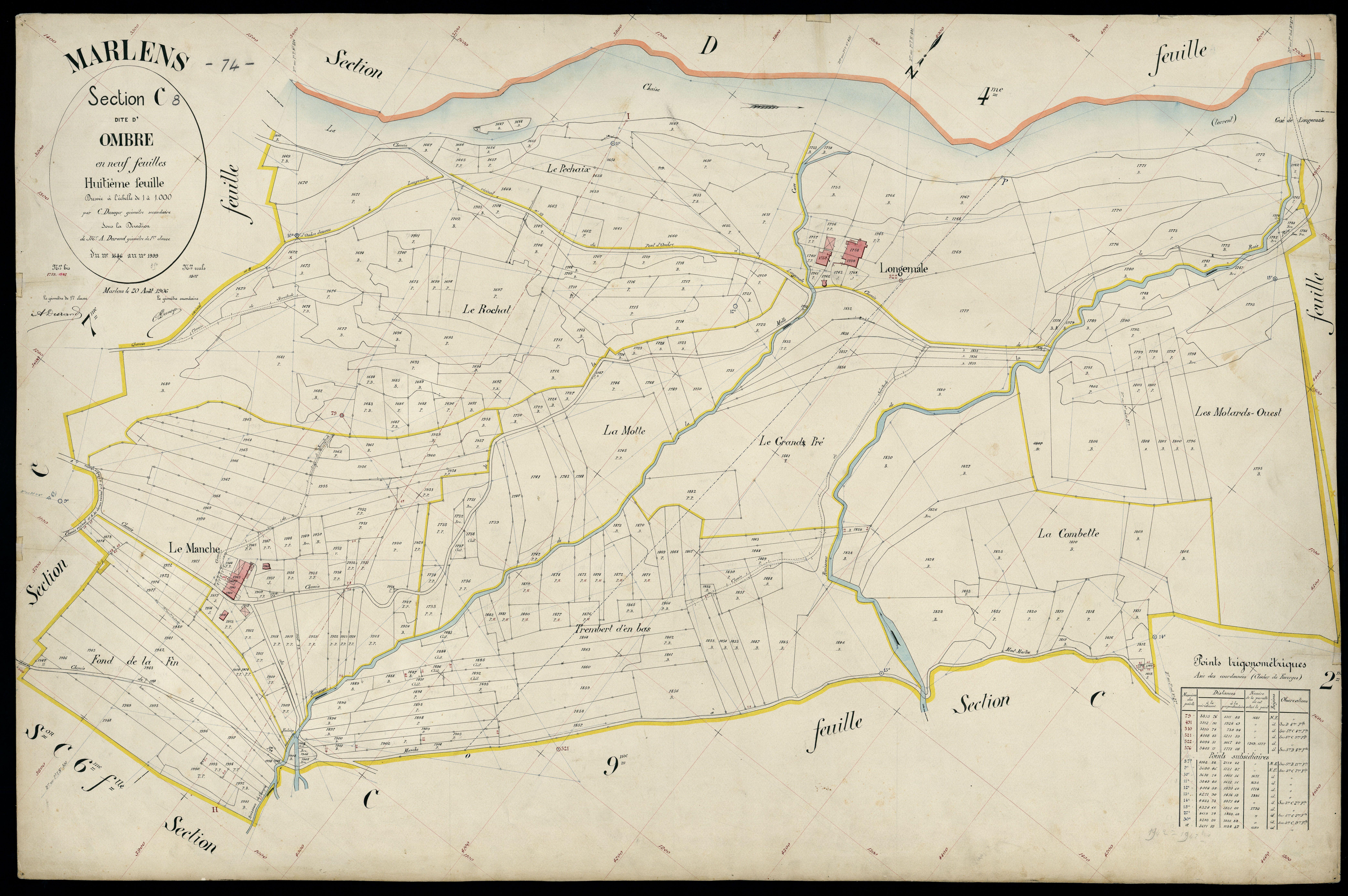 3 P 3 5738 - Feuille n° 9, parcelles n° 2000 à 2286 - 20 août 1906