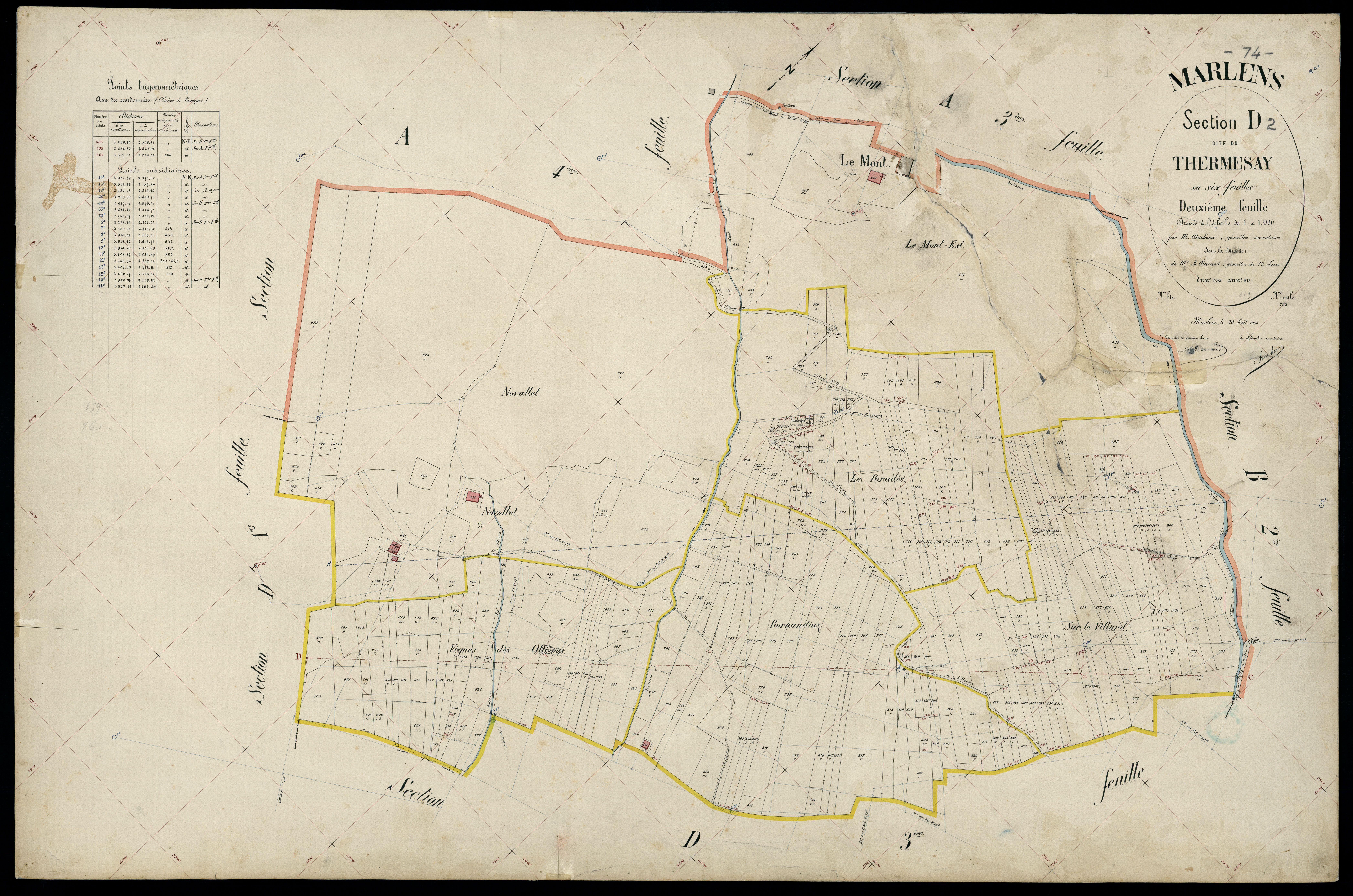 3 P 3 5741 - Feuille n° 3, parcelles n° 914 à 127 - 20 août 1906