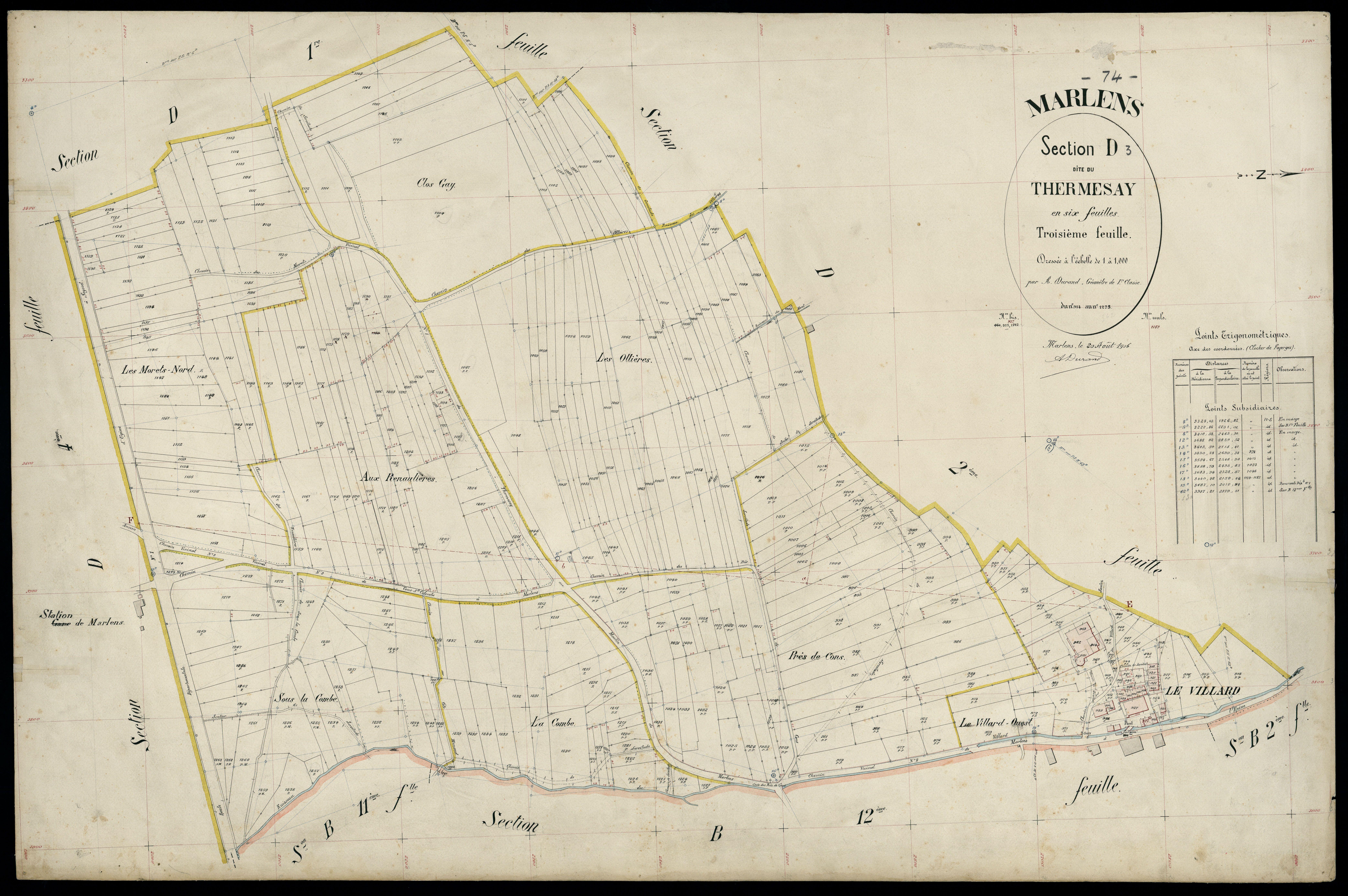 3 P 3 5742 - Feuille n° 4, parcelles n° 1276 à 1492 - 20 août 1906