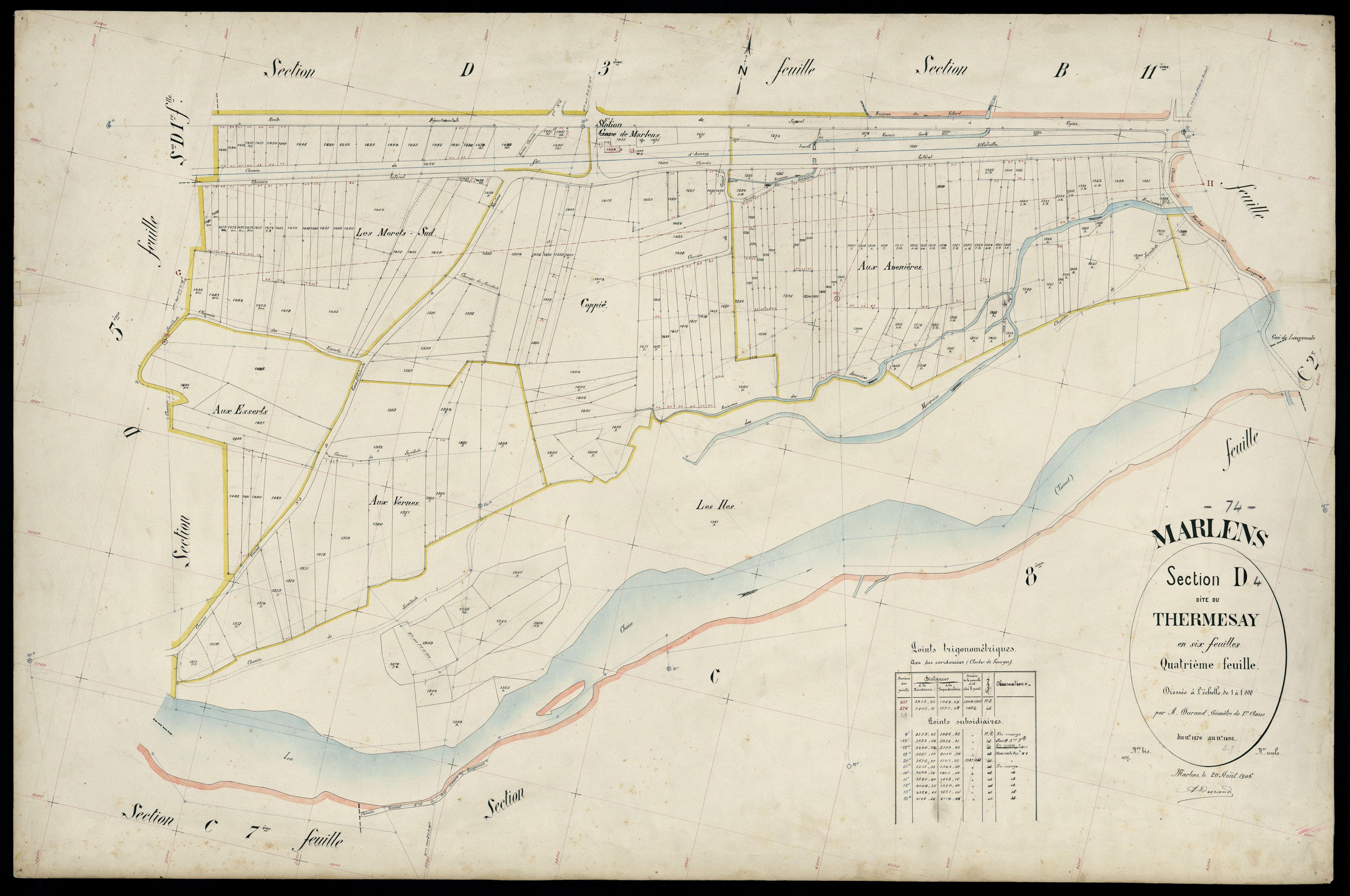 3 P 3 5743 - Feuille n° , parcelles n° 1493 à 1673 - 20 août 1906