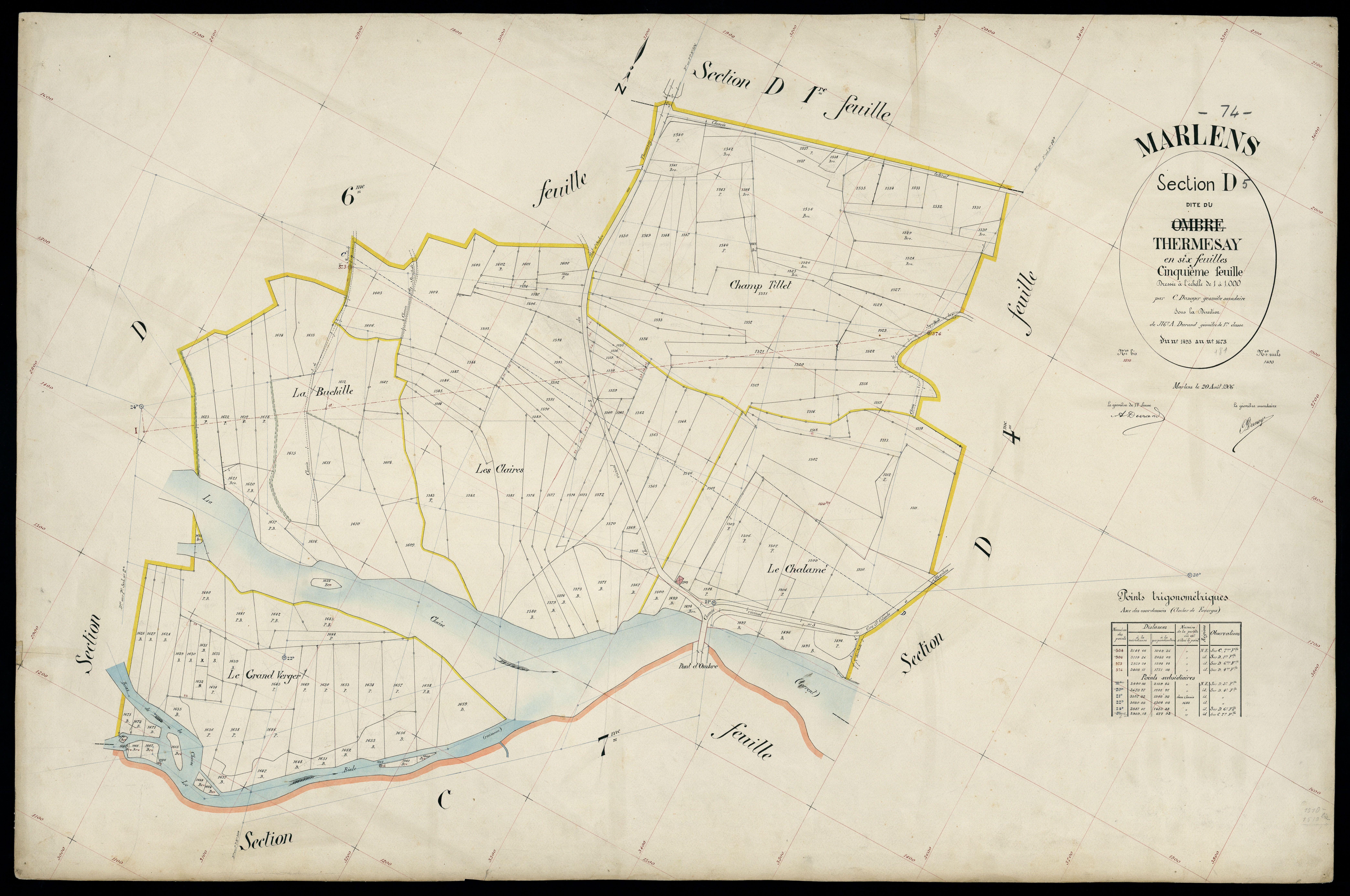 3 P 3 5744 - Feuille n° 6, parcelles n° 1674 à 1798 - 20 août 1906