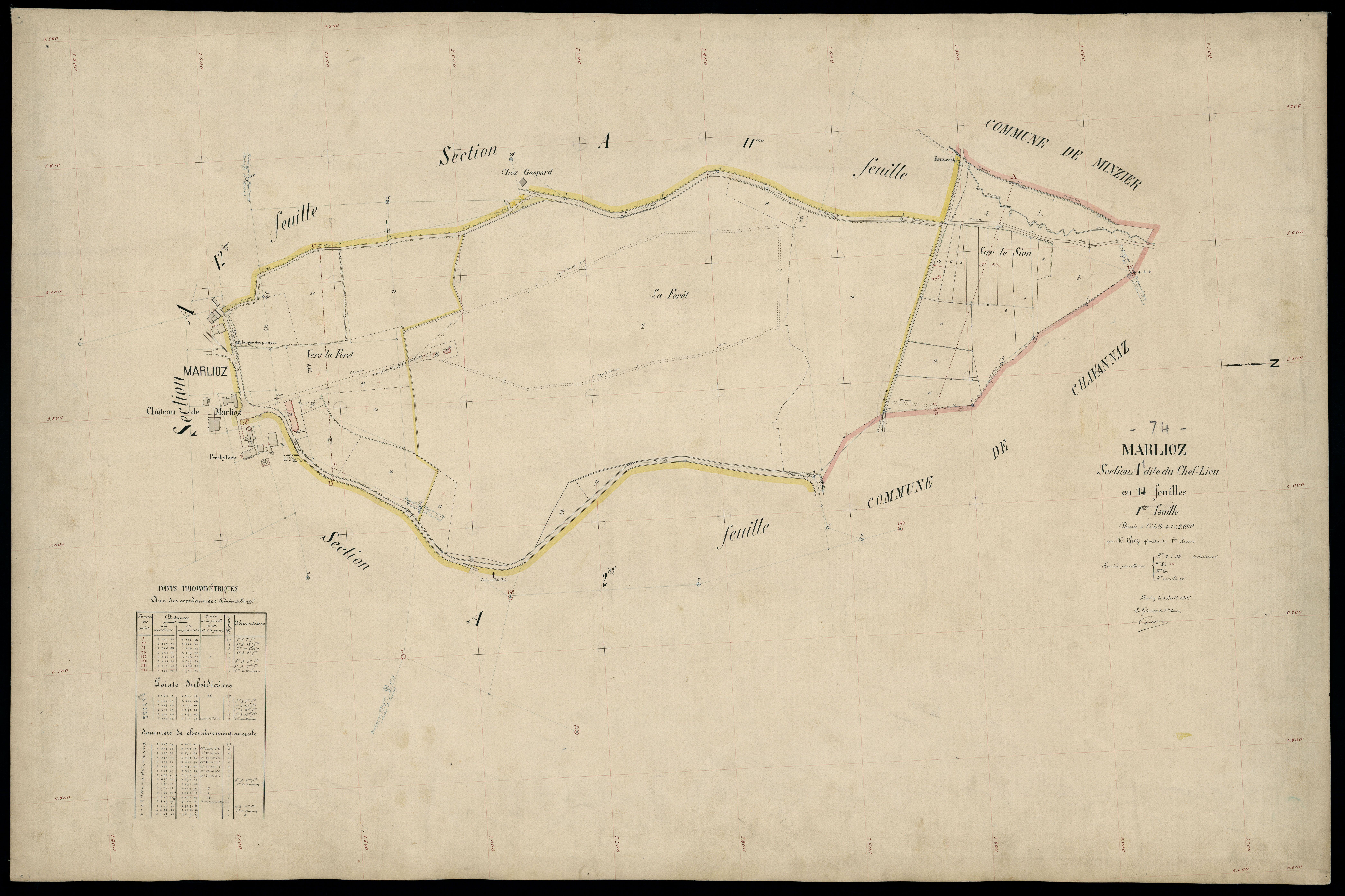3 P 3 5747 - Feuille n° 2, parcelles n° 37 à 141 - 8 avril 1907