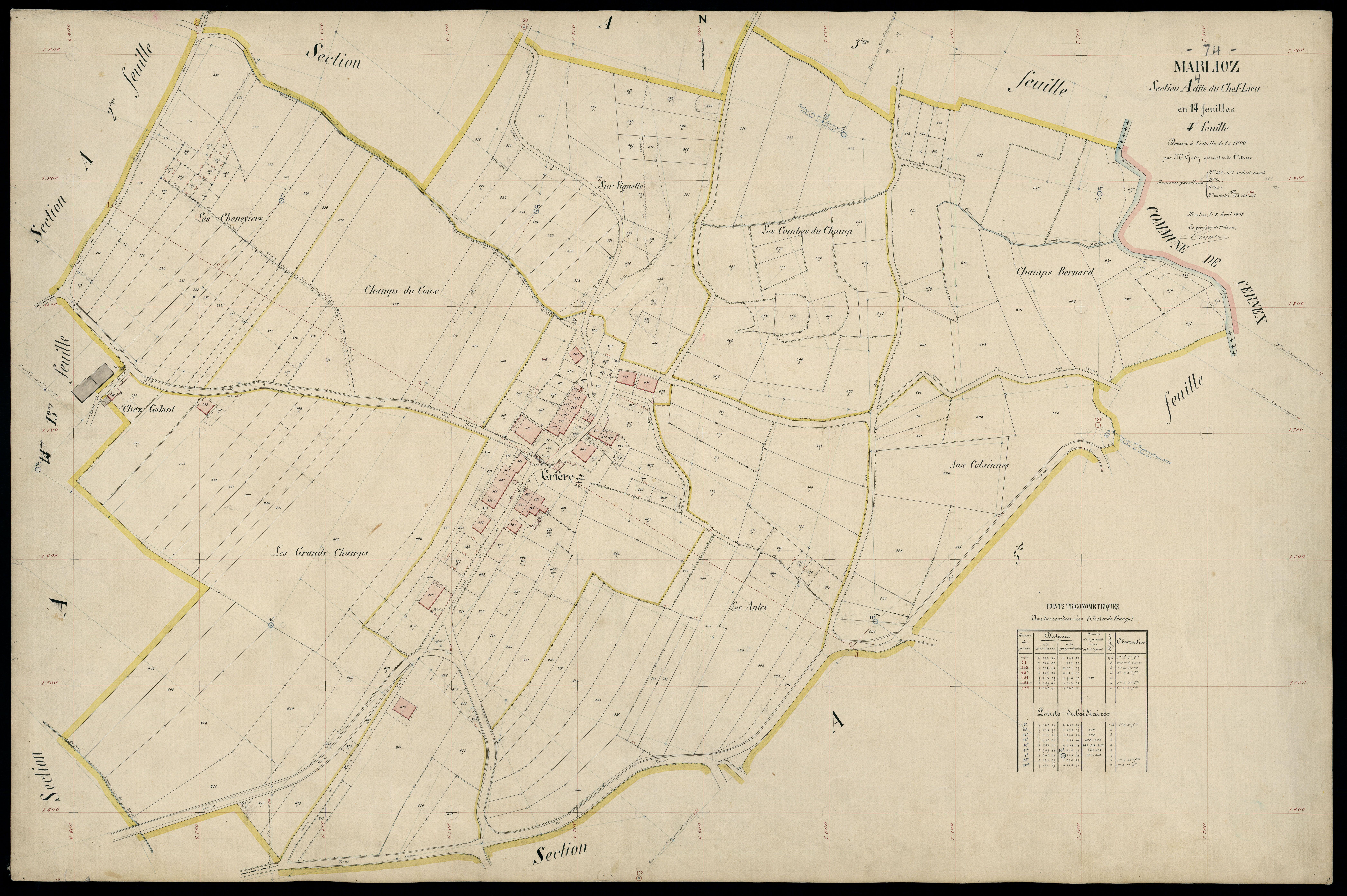 3 P 3 5750 - Feuille n° , parcelles n° 628 à 794 - 8 avril 1907