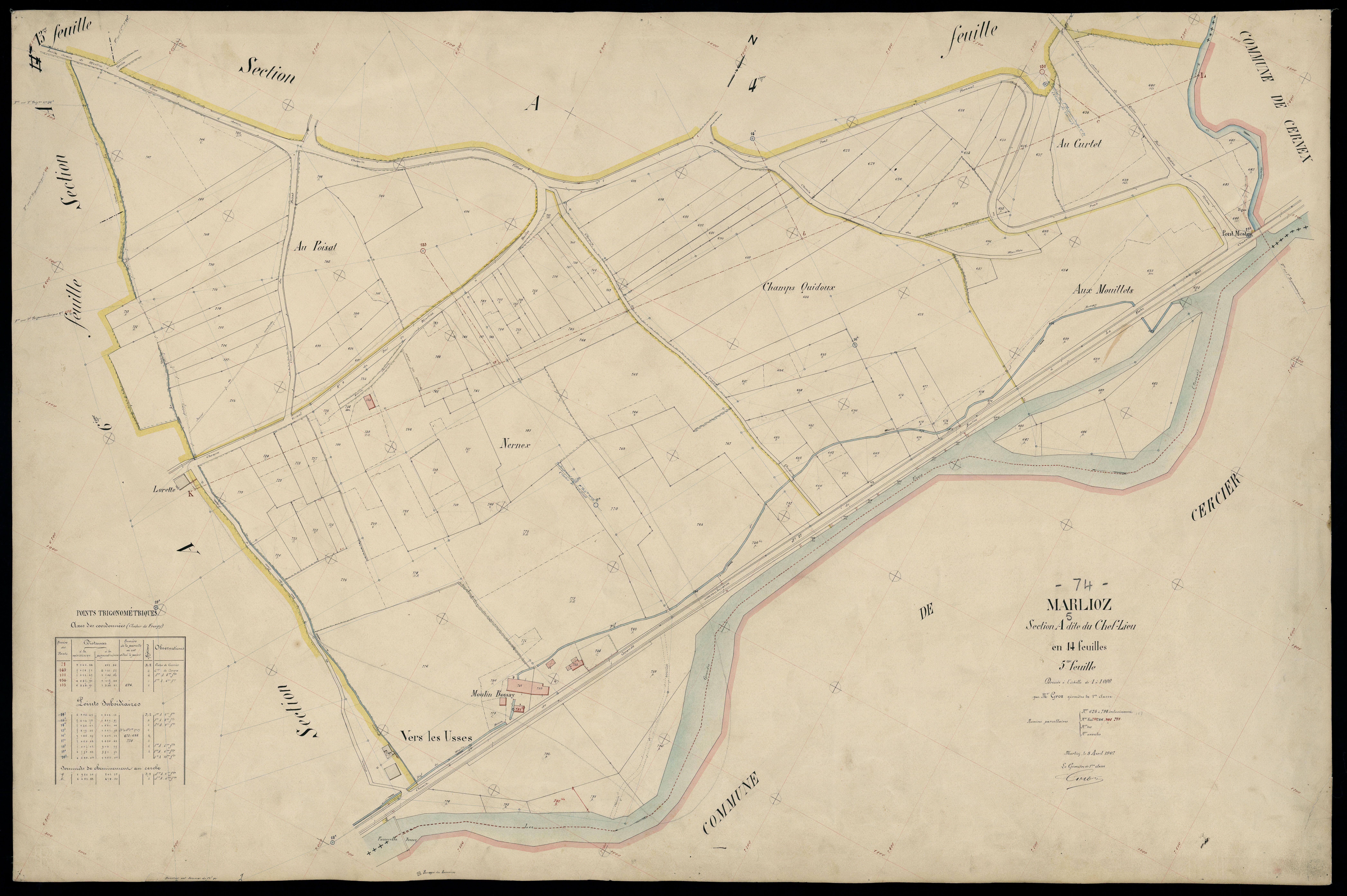 3 P 3 5751 - Feuille n° 6, parcelles n° 79 à 1043 - 8 avril 1907