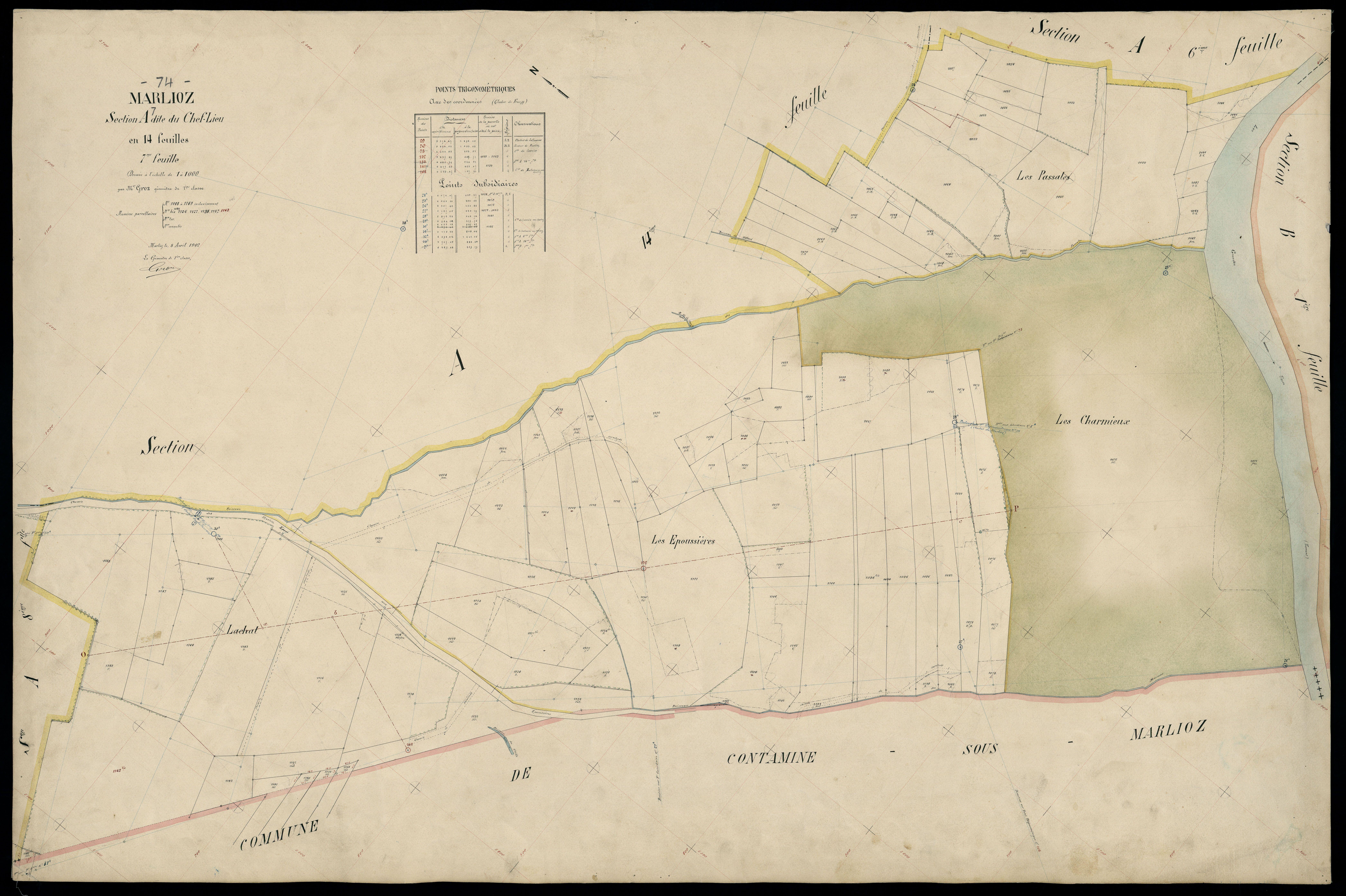 3 P 3 5753 - Feuille n° 8, parcelles n° 110 à 1248 - 8 avril 1907