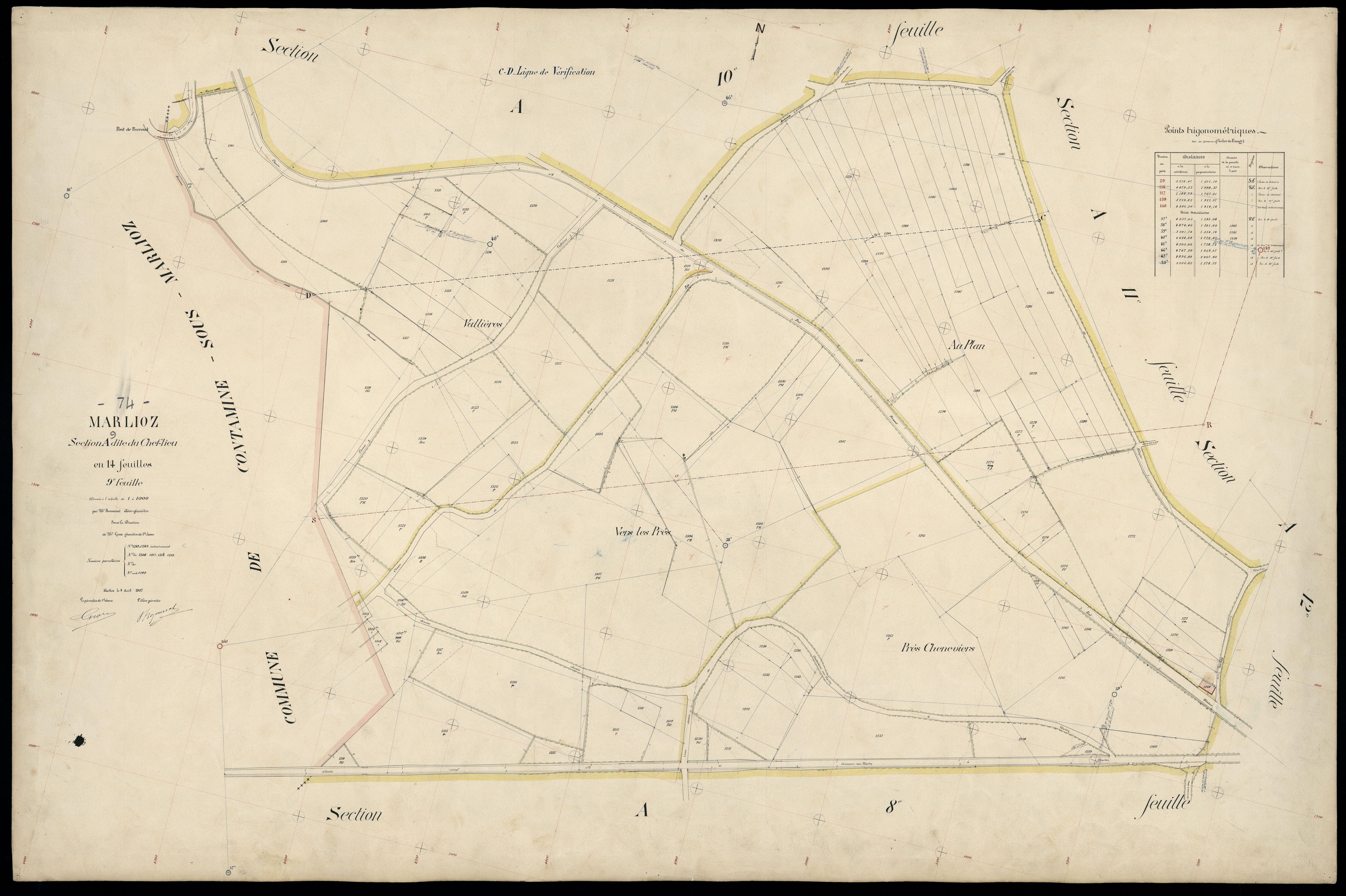 3 P 3 5755 - Feuille n° 10, parcelles n° 1344 à 1438 - 8 avril 1907